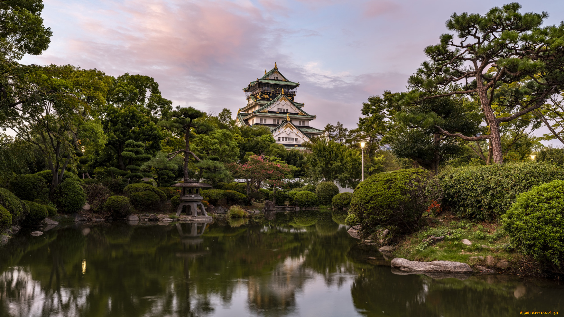 jap&, 243, n, -, castillo, de, osaka, города, осака, , Япония, простор