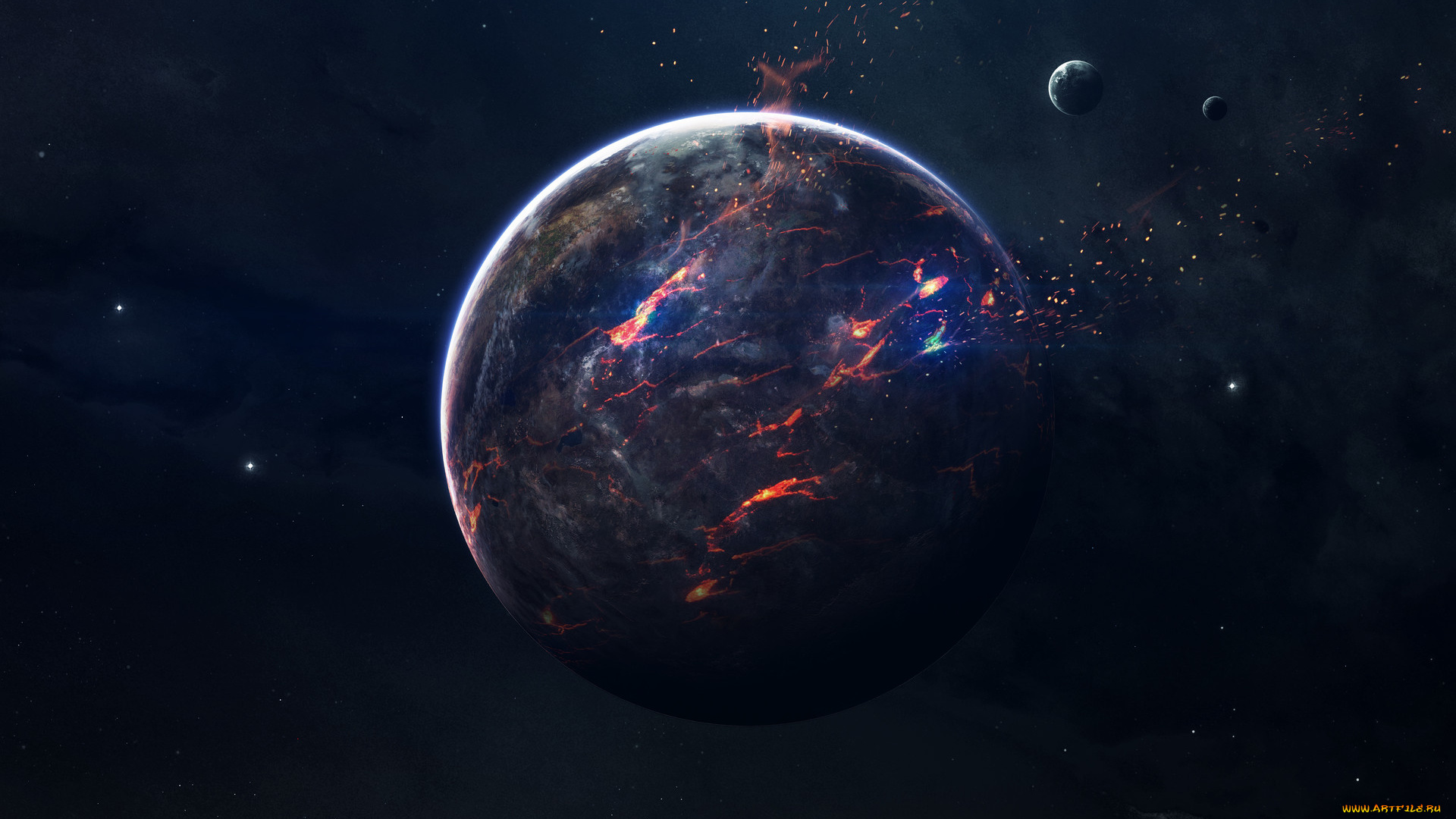 космос, арт, галактики, вселенная, планета, звезды