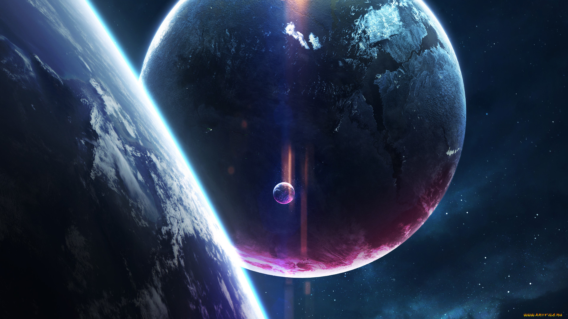 космос, арт, вселенная, планеты, звезды, галактики