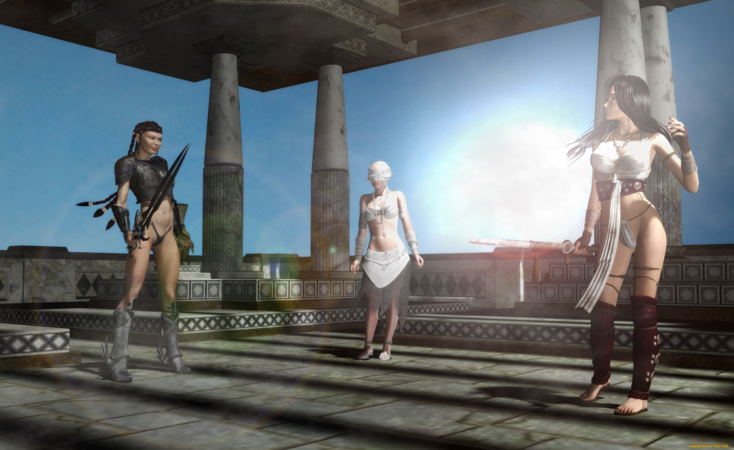 3д, графика, фантазия, , fantasy, взгляд, девушки, фон