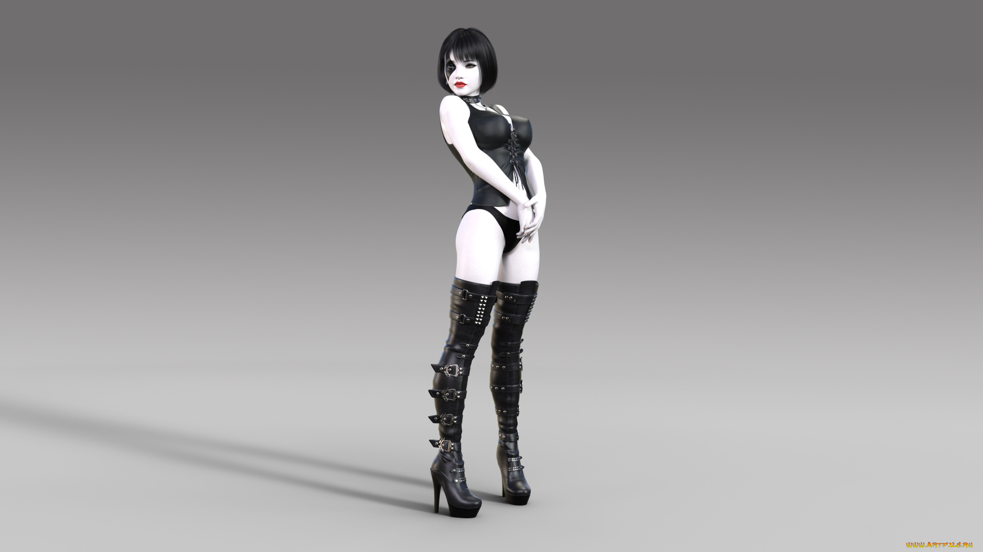 3д, графика, фантазия, , fantasy, ботфорты, взгляд, фон, девушка