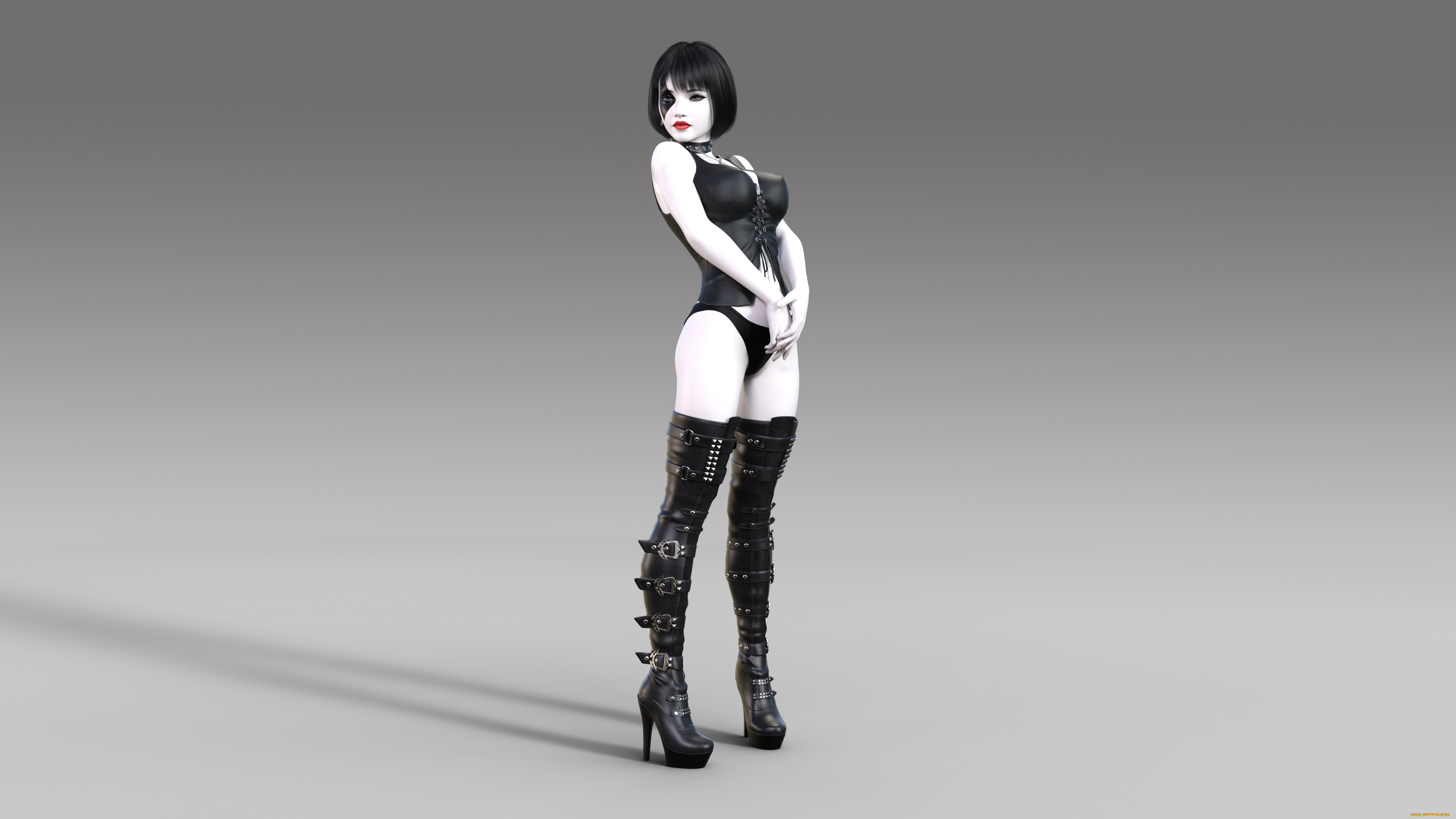 3д, графика, фантазия, , fantasy, ботфорты, взгляд, фон, девушка