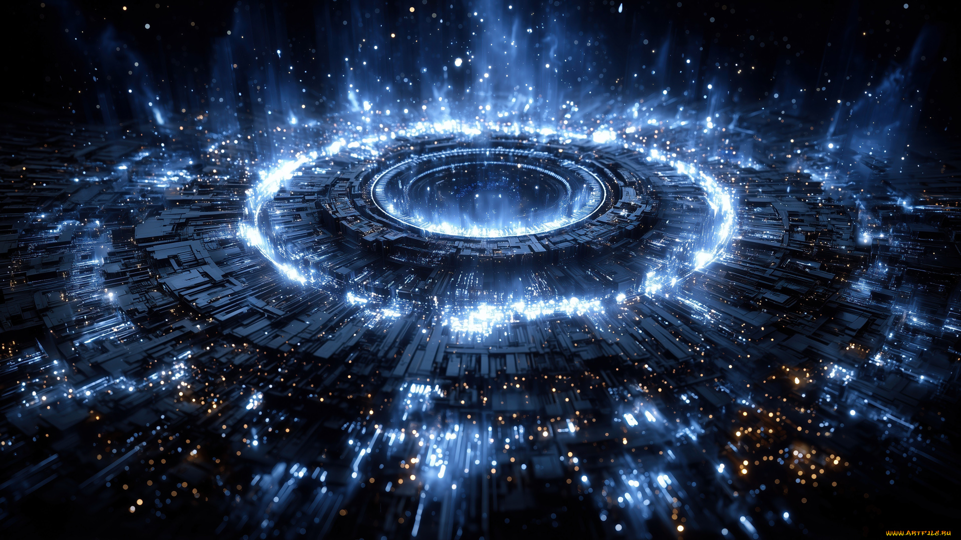 3д, графика, абстракция, , abstract, кольца, круги, пластины, свет