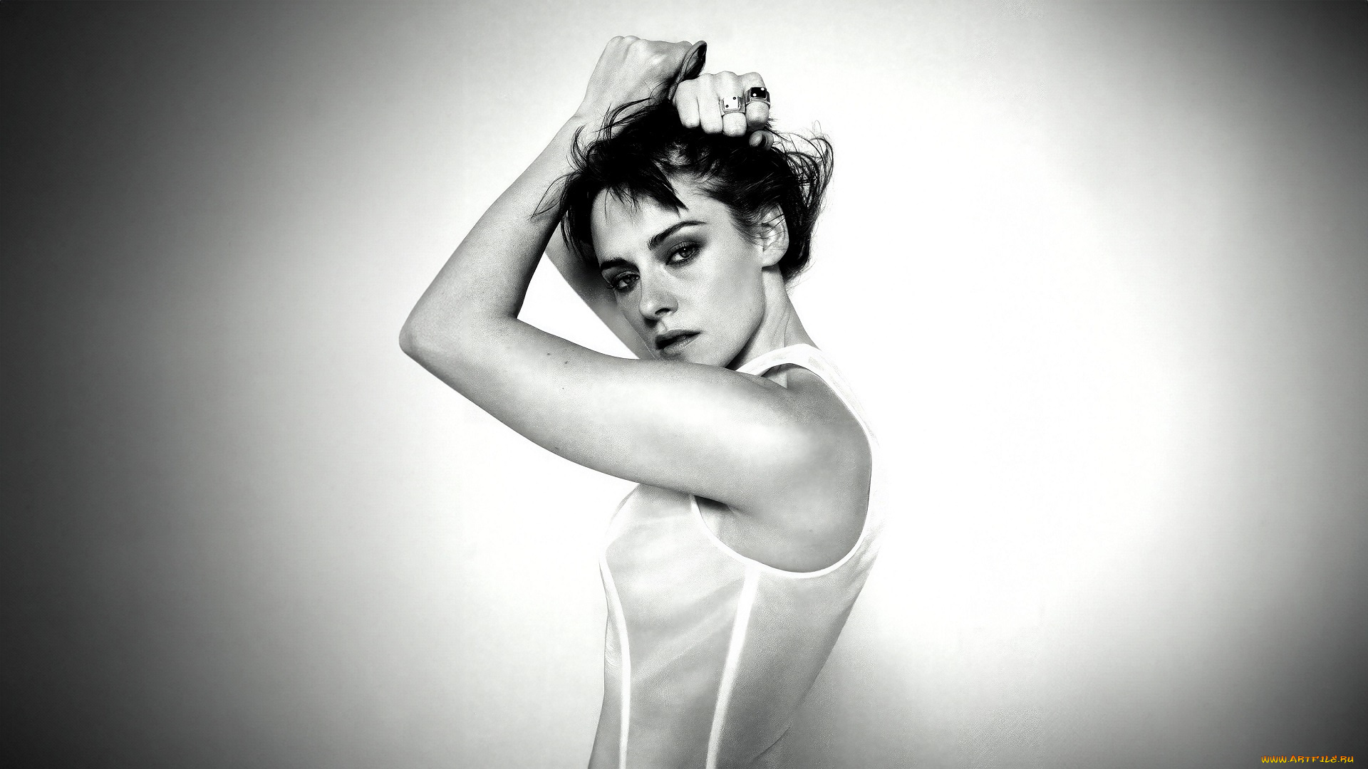 девушки, kristen, stewart, черно-белая, брюнетка, актриса, платье