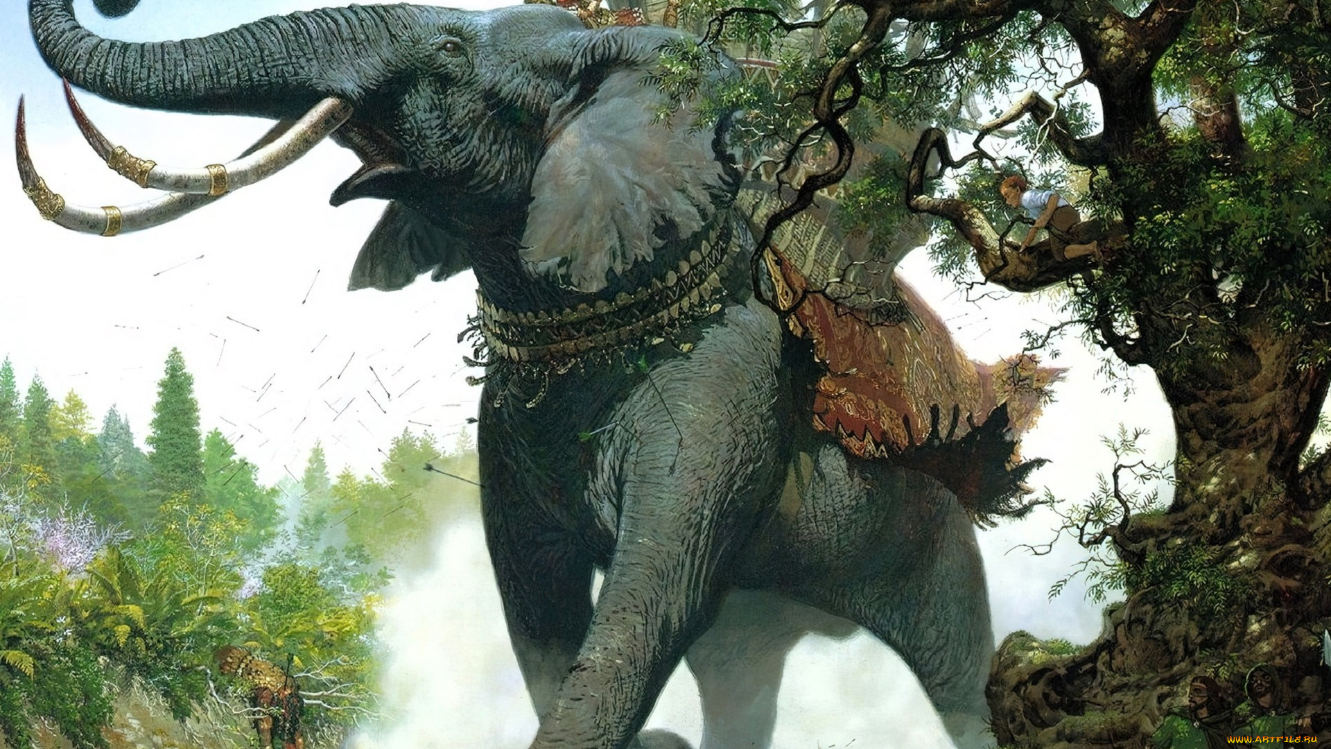 фэнтези, _lord, of, the, rings, слон, стрелы, лес, воины