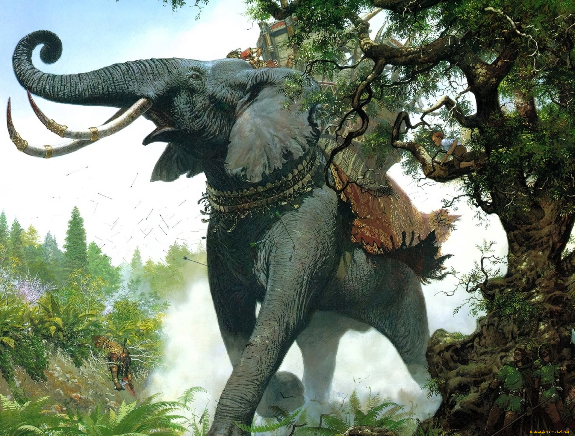 фэнтези, _lord, of, the, rings, слон, стрелы, лес, воины