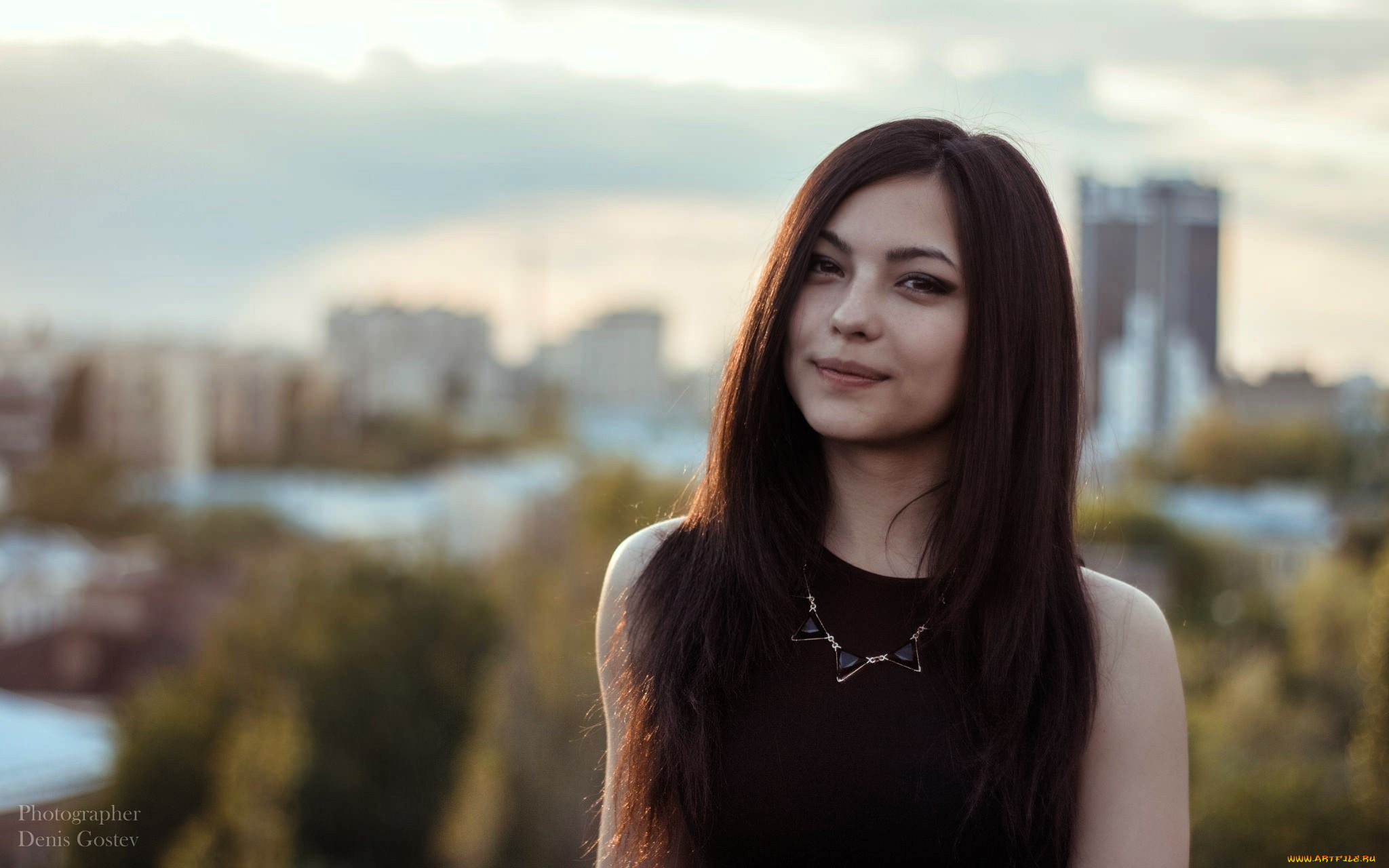 девушки, -, лица, , портреты, шатенка, лицо, ожерелье, город, осень