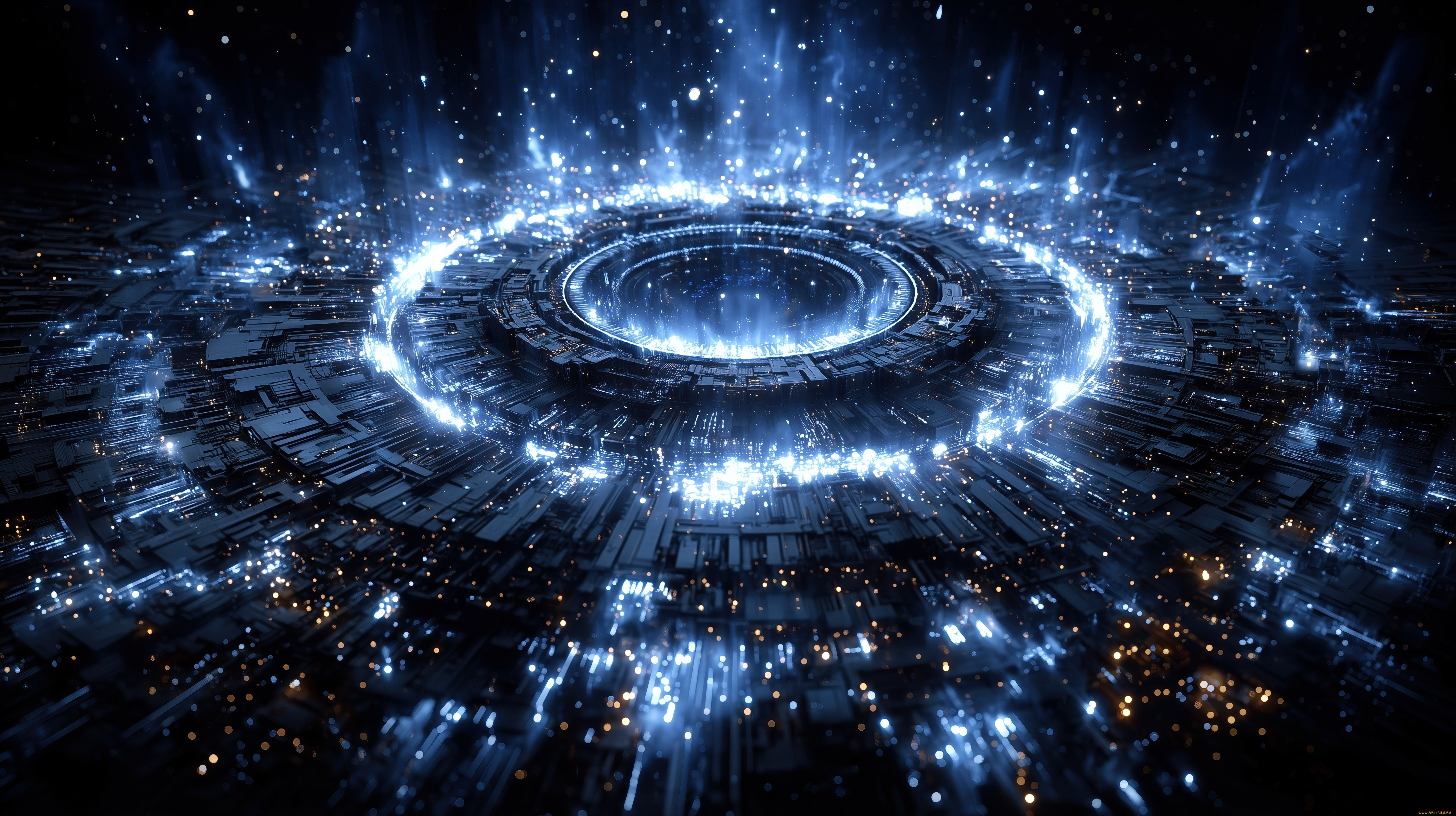 3д, графика, абстракция, , abstract, кольца, круги, пластины, свет