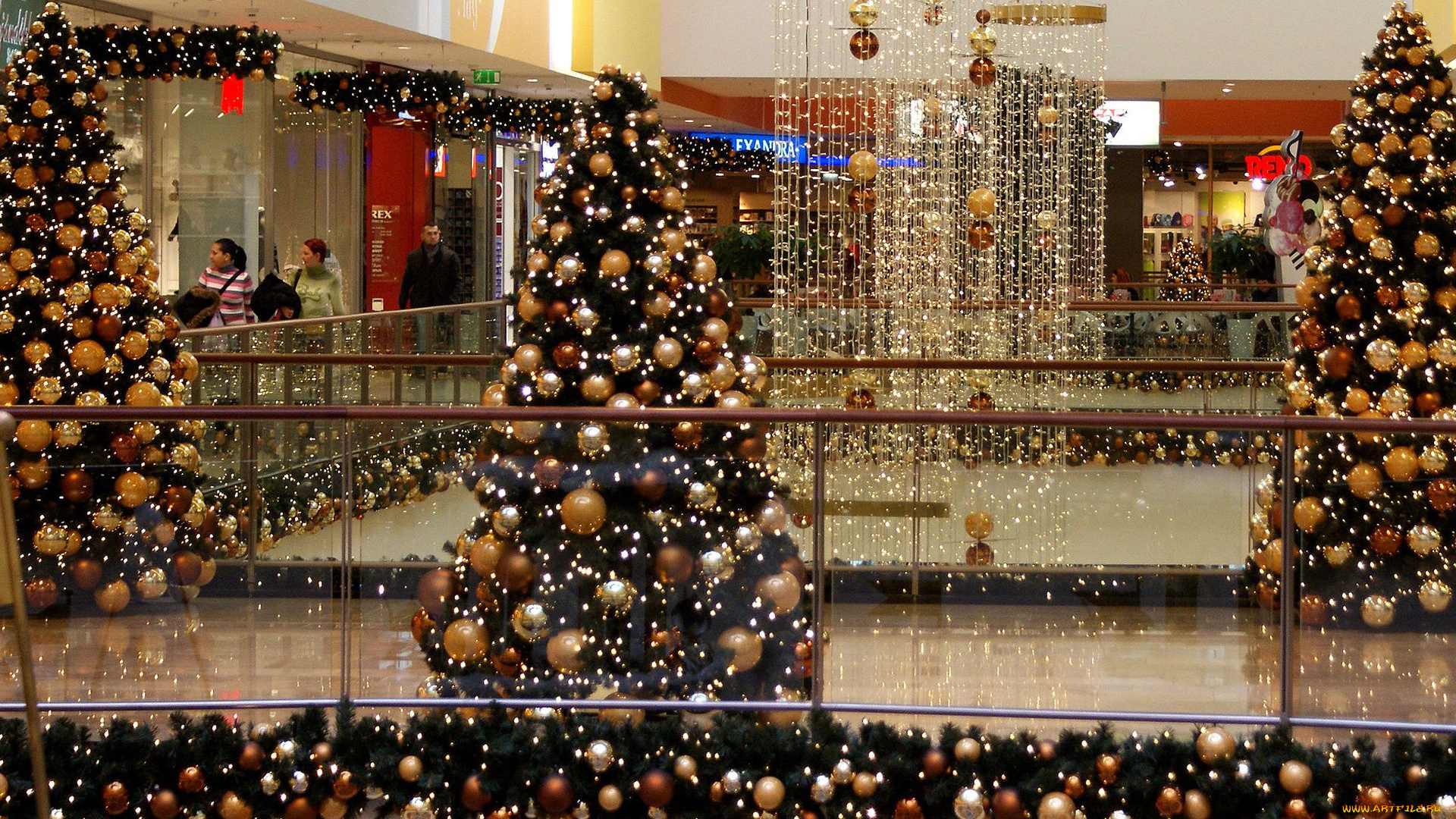 праздничные, Ёлки, торговый, центр, гирлянды