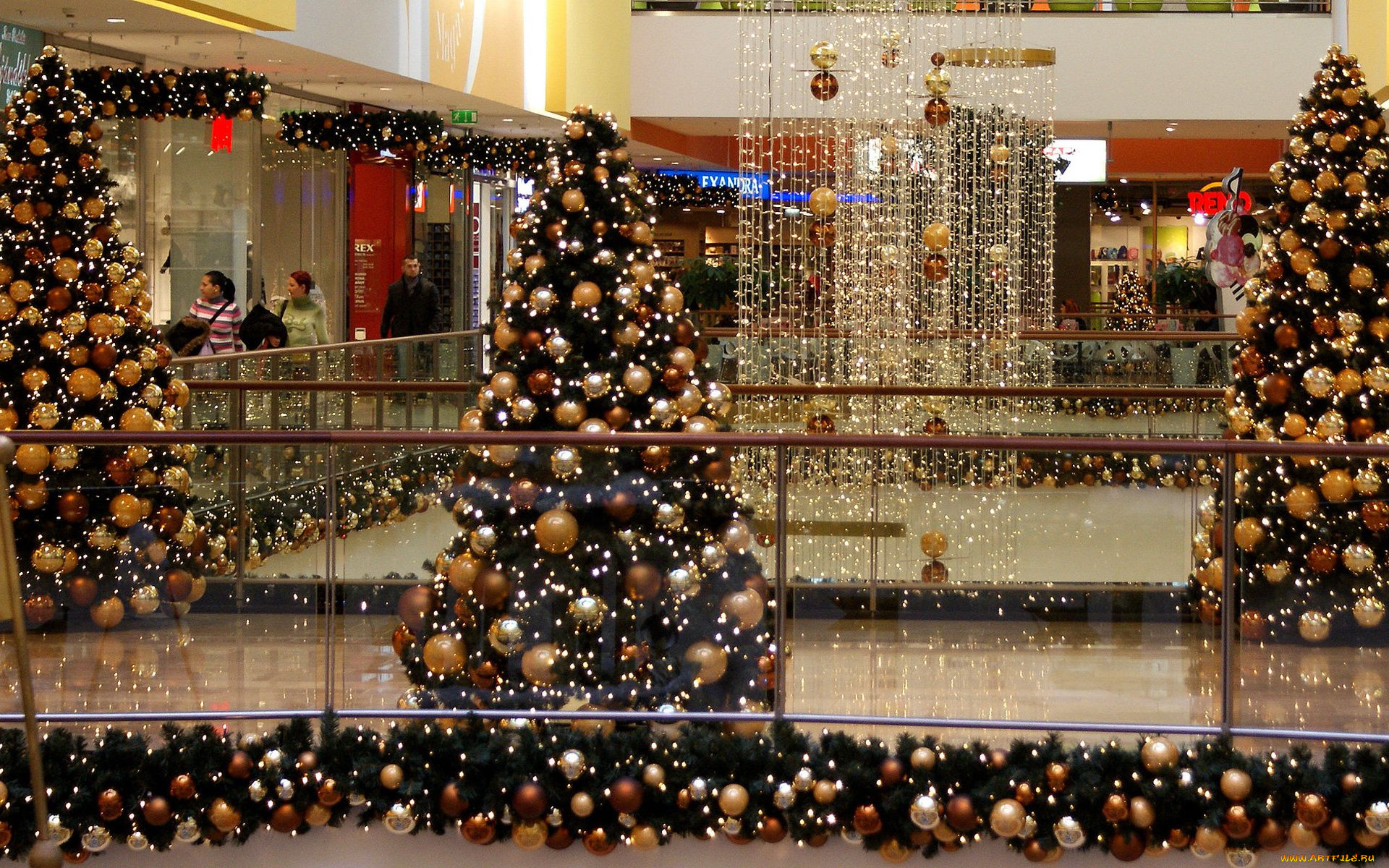 праздничные, Ёлки, торговый, центр, гирлянды