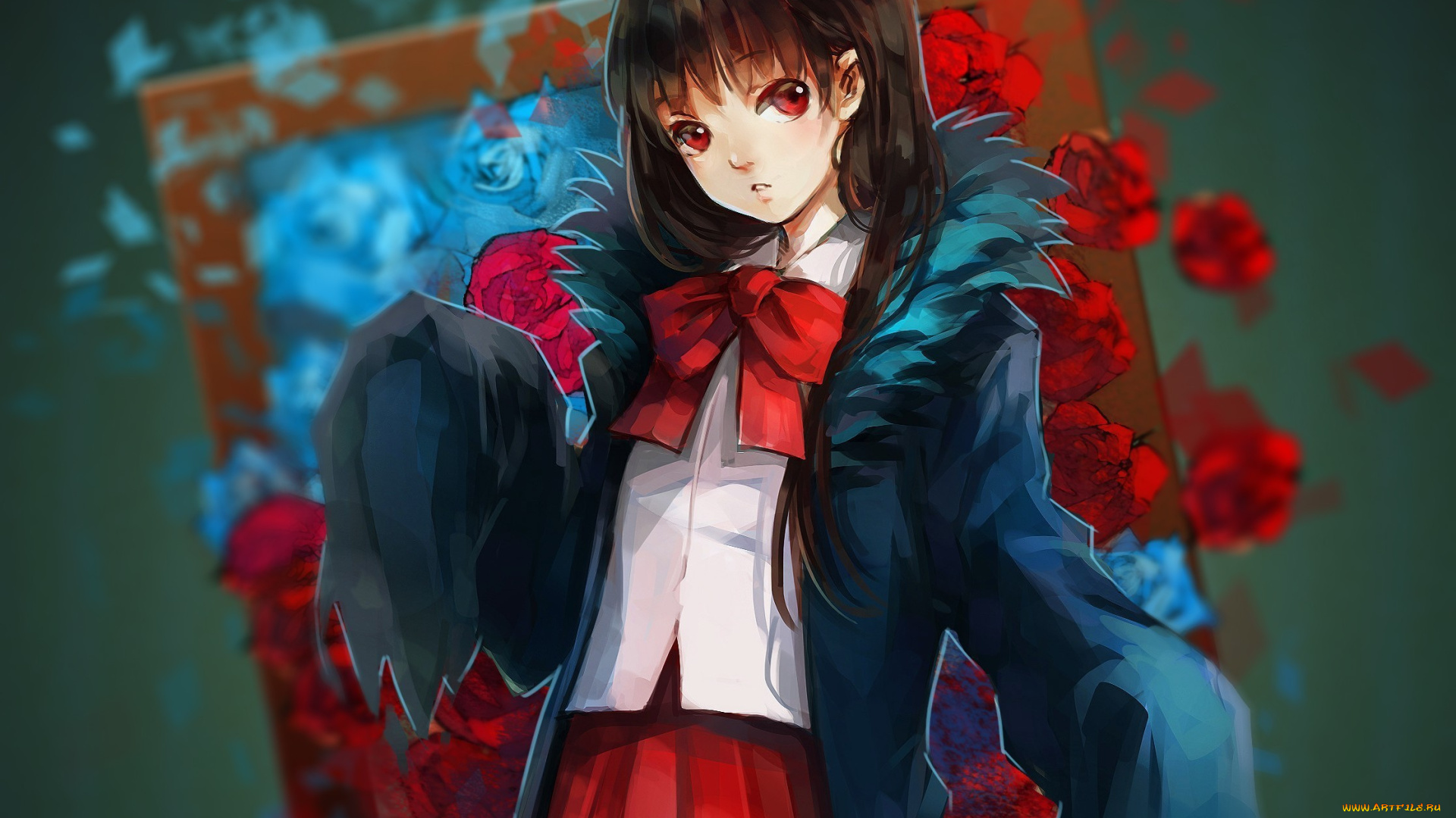 аниме, ib, game, eve, девочка, розы