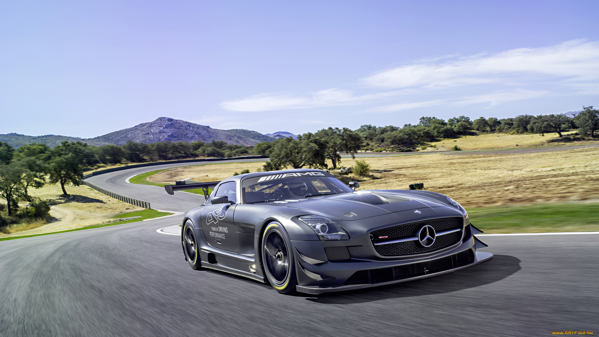 автомобили, mercedes-benz, sportcar, road, motion, sky, tuning, amg, sls, gt3