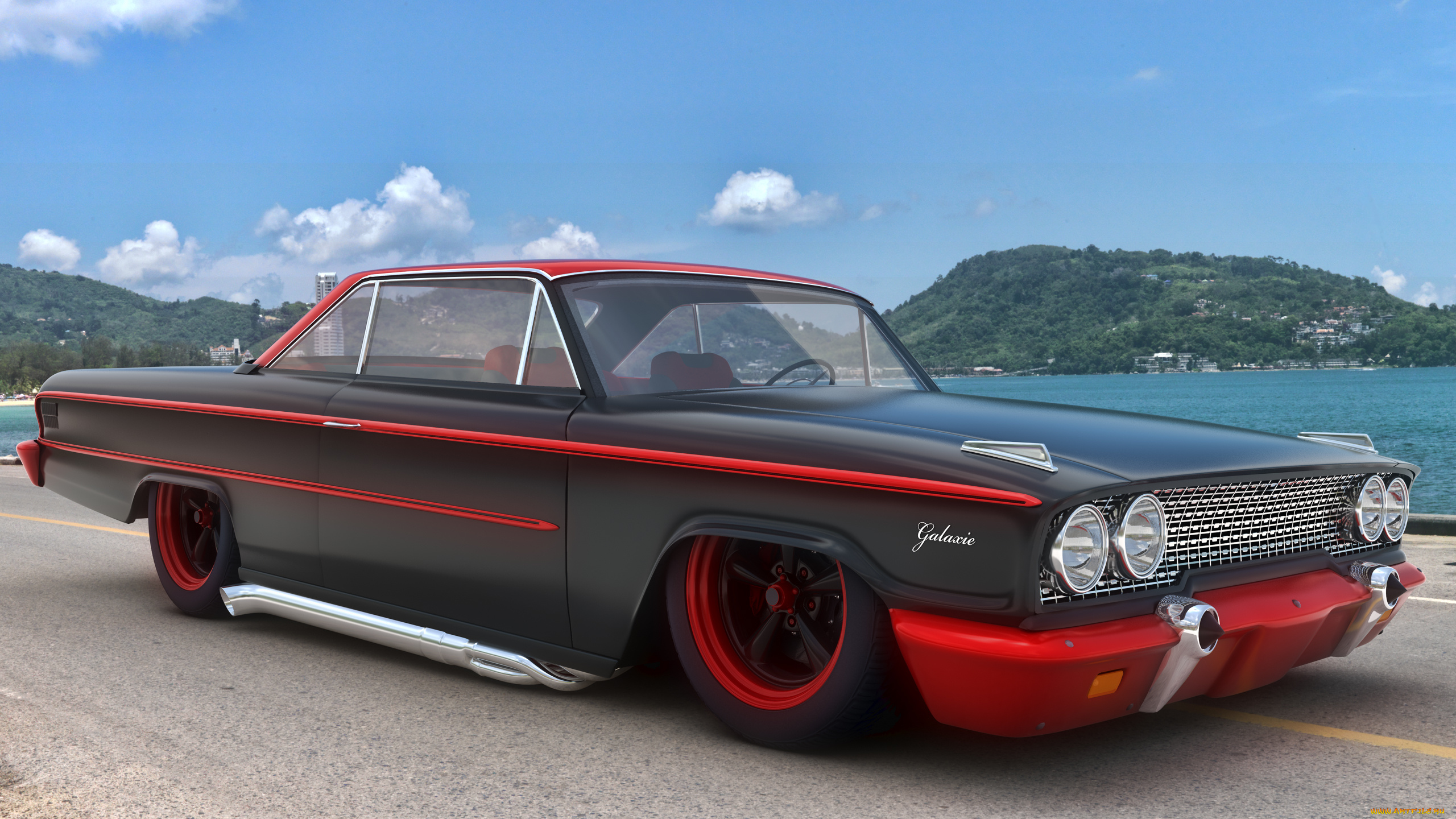 автомобили, 3д, custom, galaxie, ford, 1963