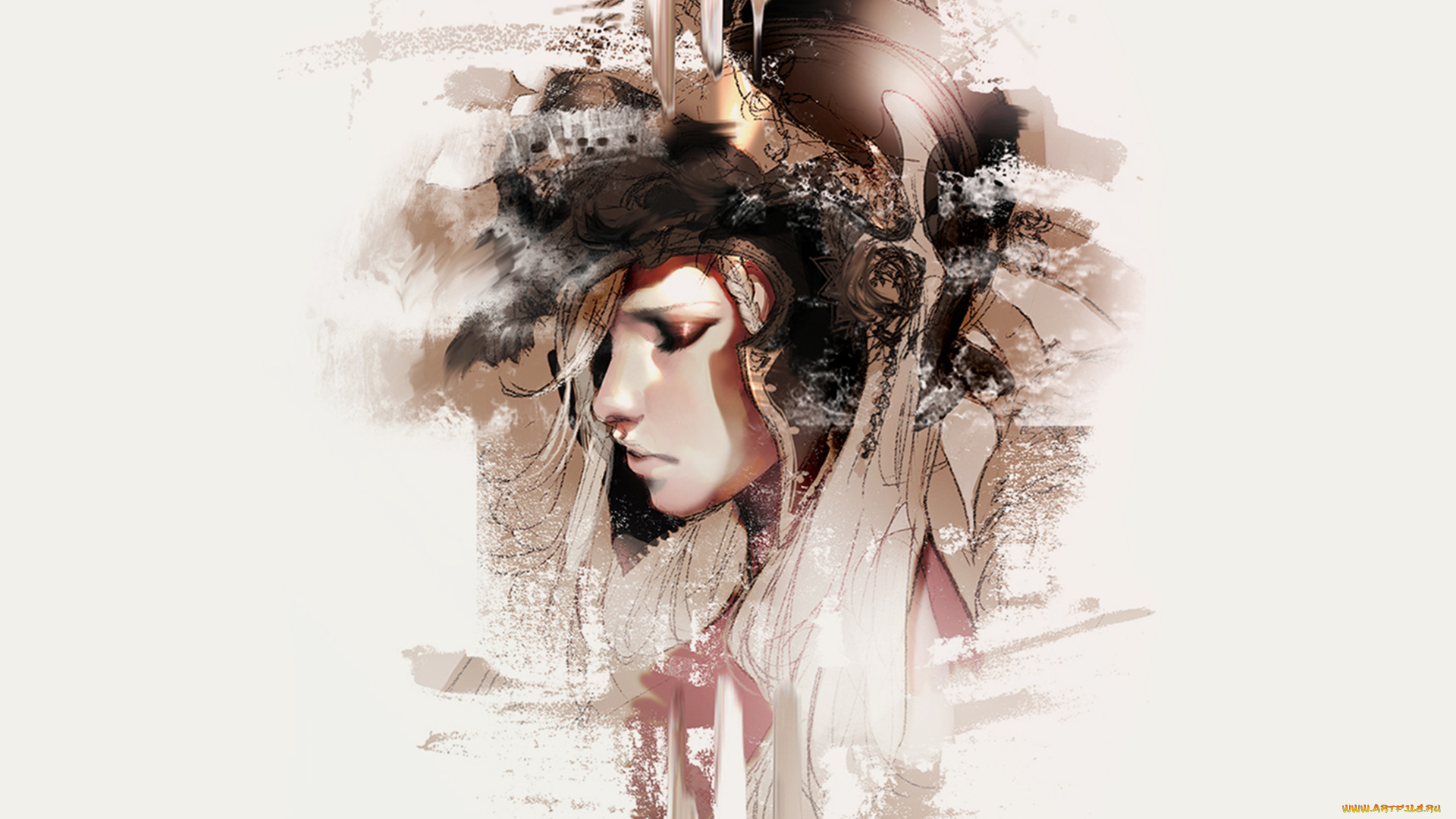 фэнтези, девушки, девушка, профиль, шлем