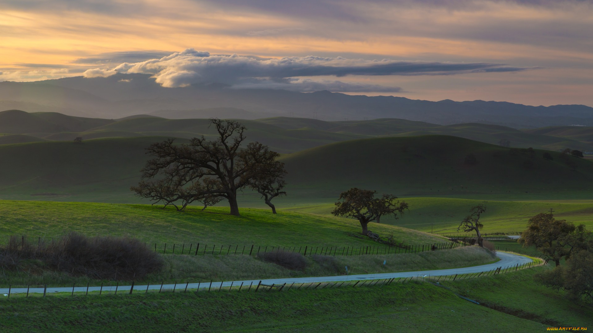 природа, дороги, пейзаж, дорога, облака, небо, поле