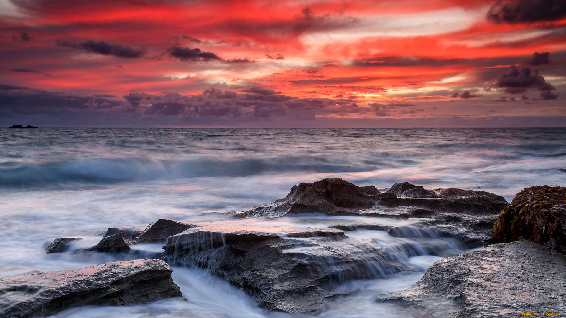 природа, побережье, пейзаж, море, закат