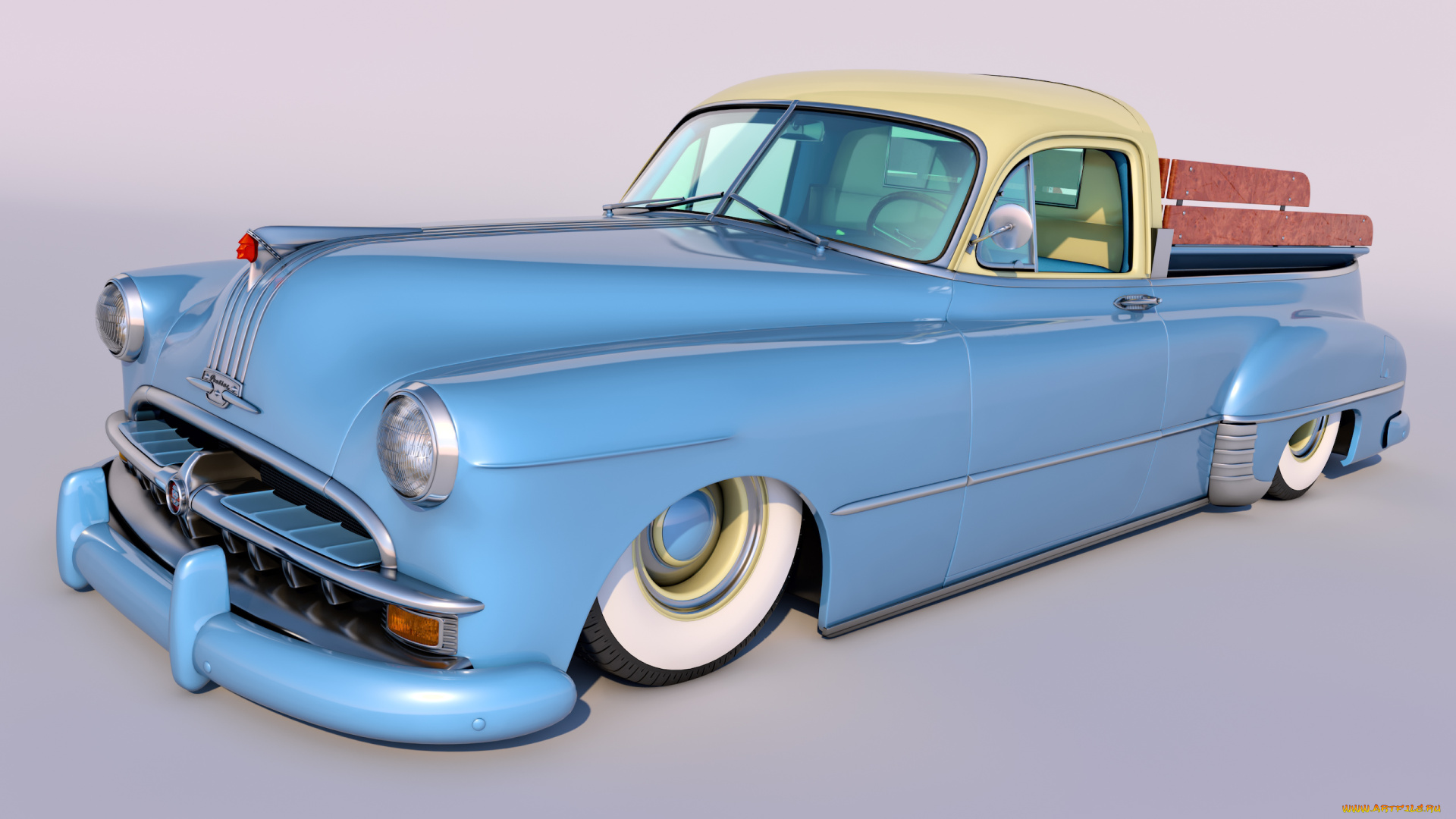 автомобили, 3д, автомобиль, pontiac, 1949г, фон