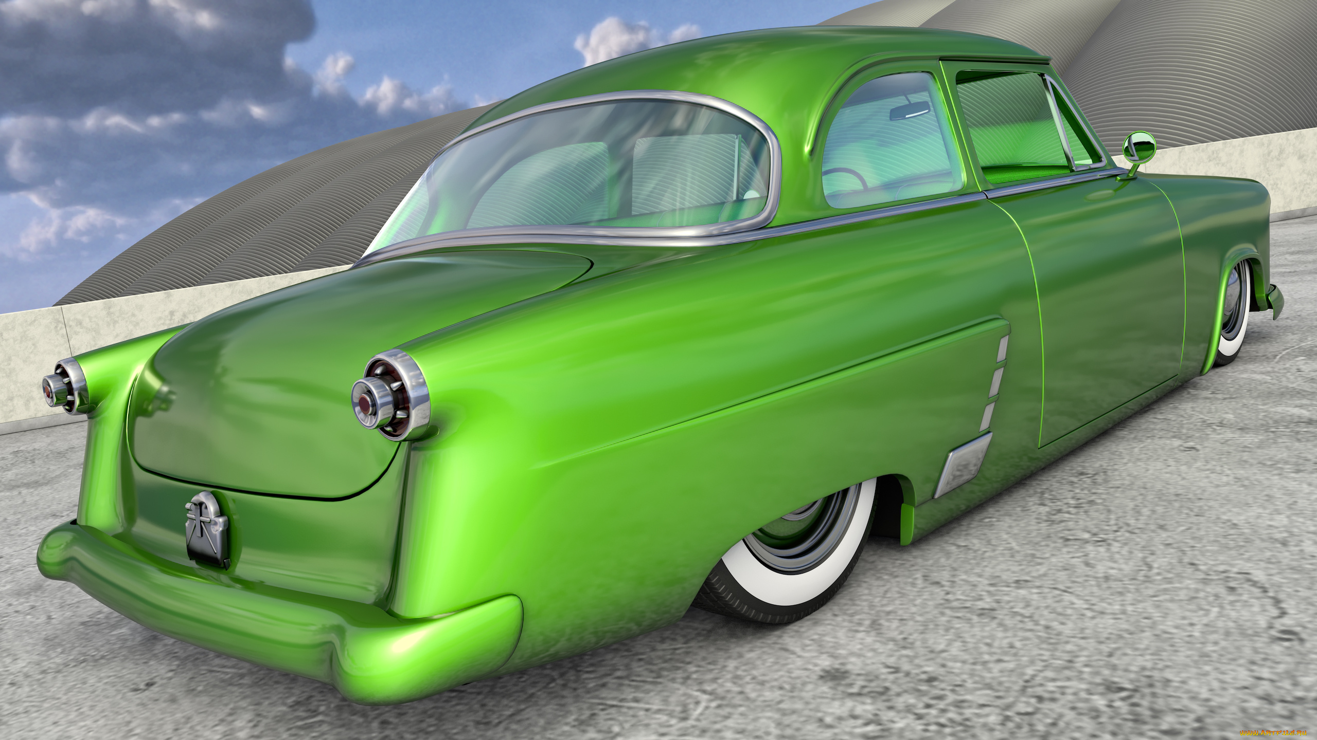 автомобили, 3д, 1952г, фон, автомобиль, ford