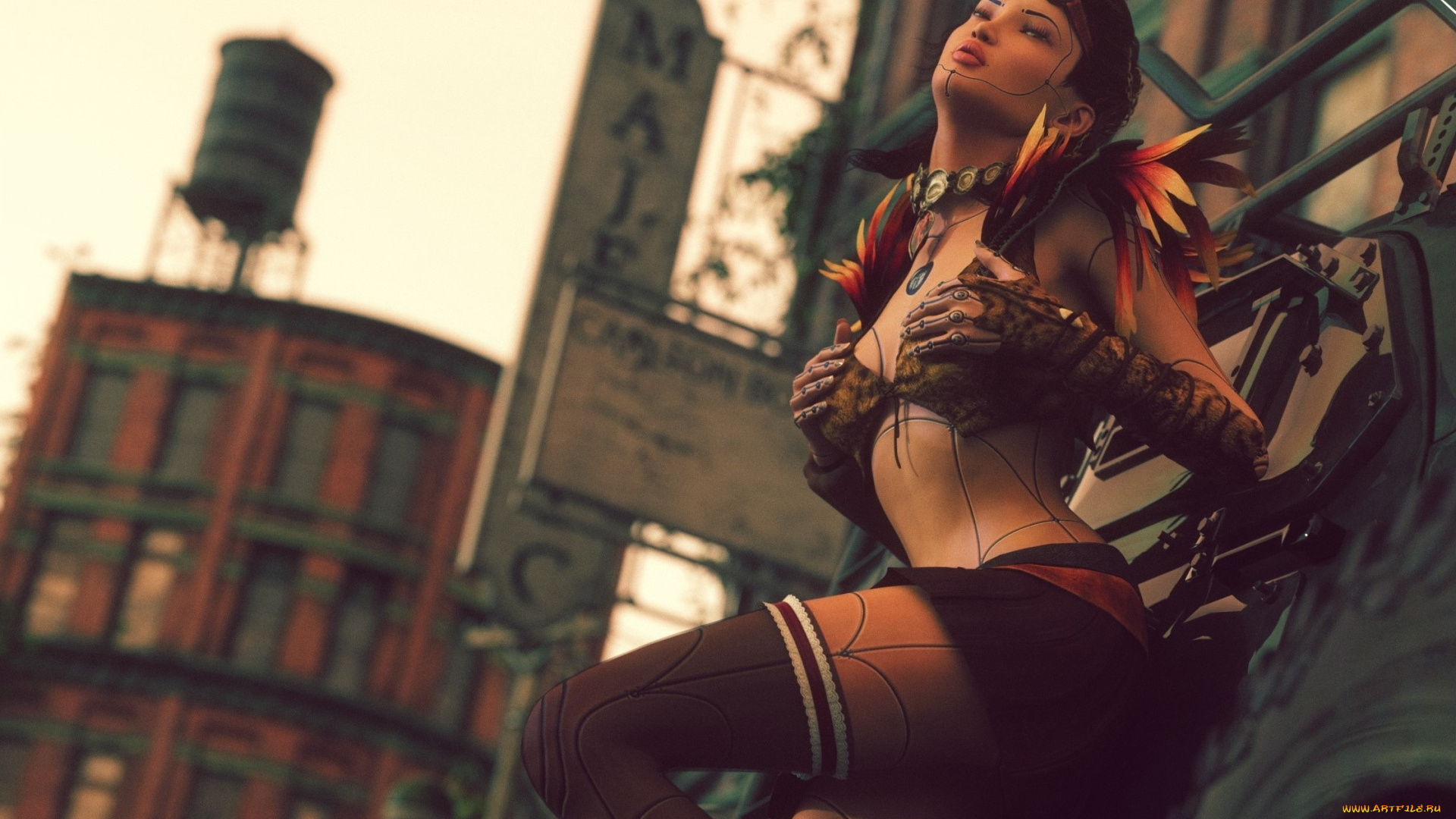 3д, графика, люди, , people, девушка, взгляд, фон