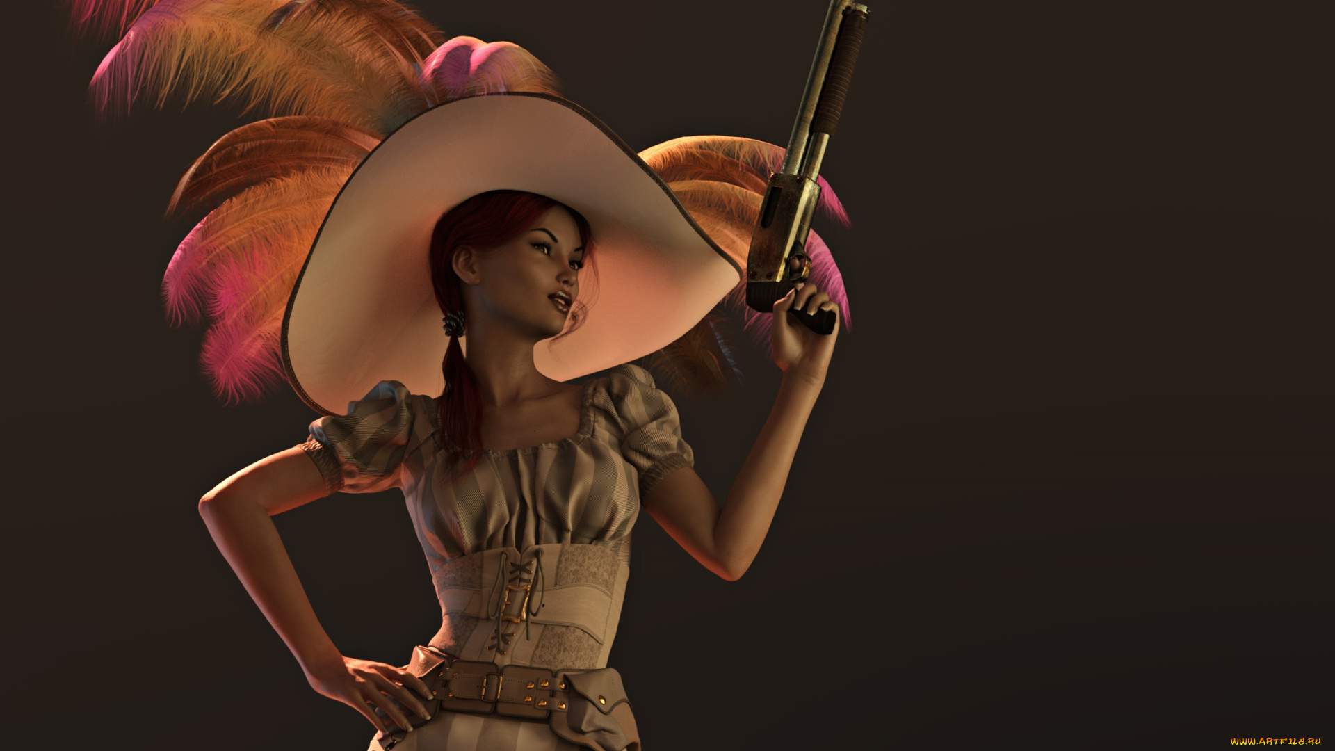 3д, графика, люди, , people, оружие, фон, взгляд, девушка
