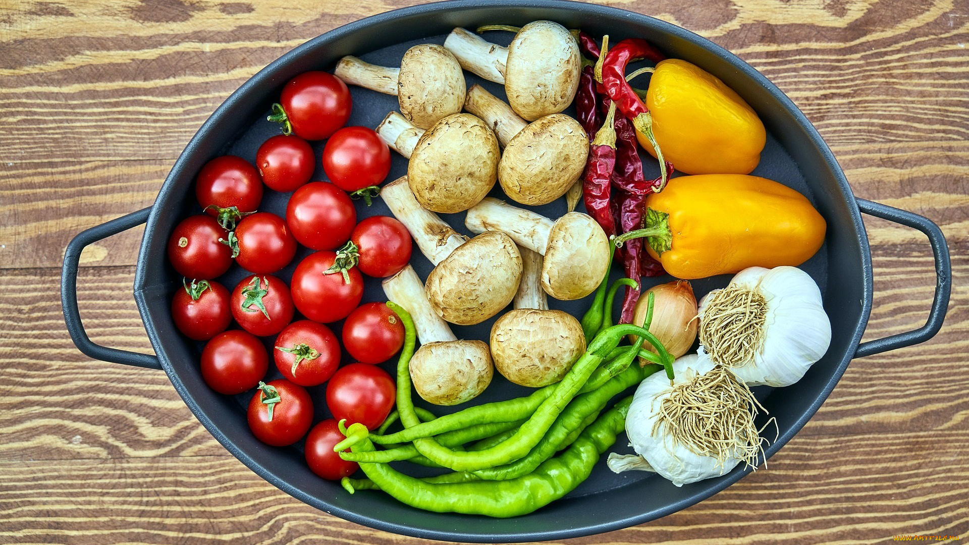 еда, овощи, помидоры, чеснок, грибы, перец, томаты