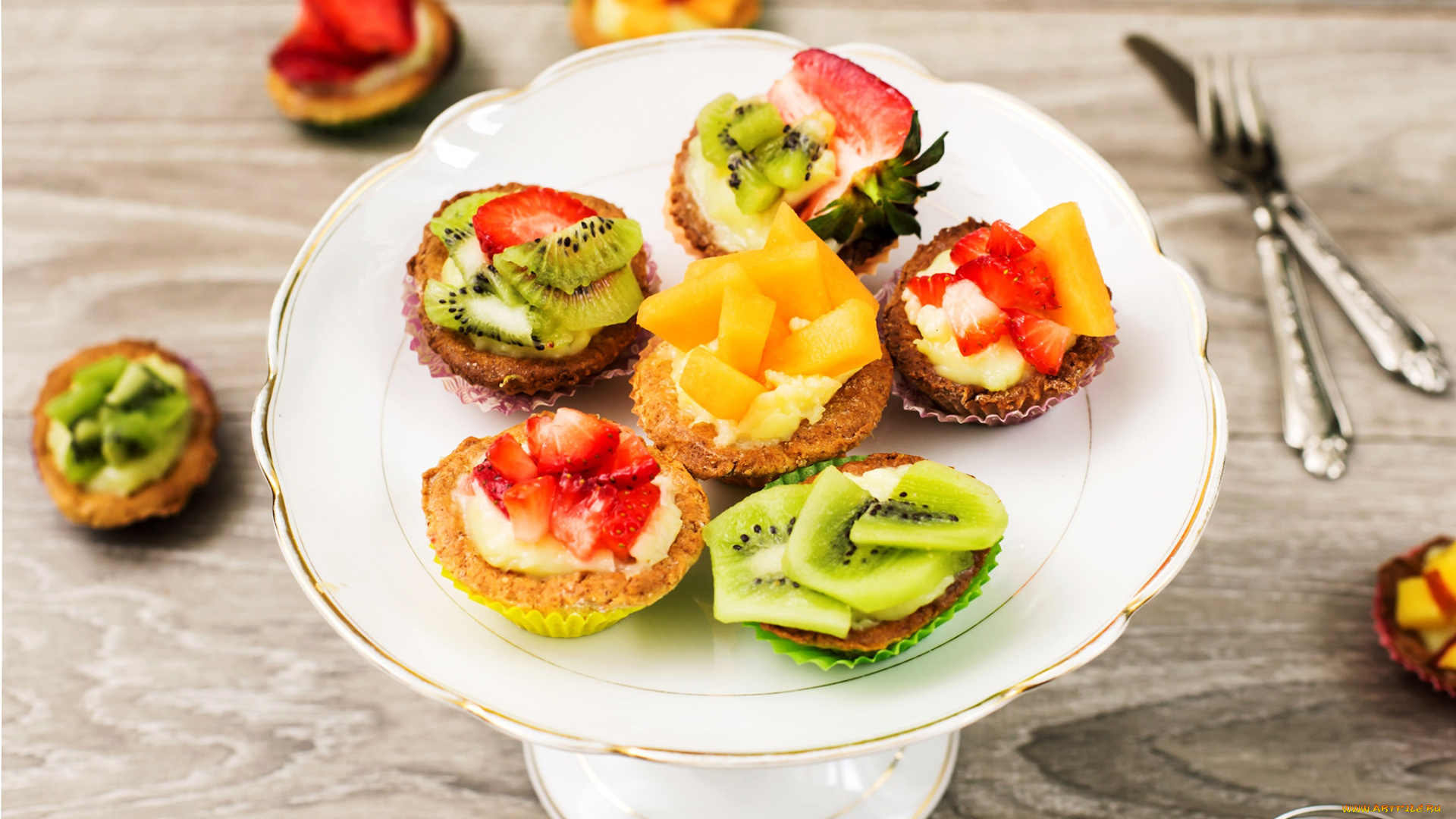 еда, пирожные, , кексы, , печенье, вкусно, персик, фрукты, клубника, сладкое, десерт, киви