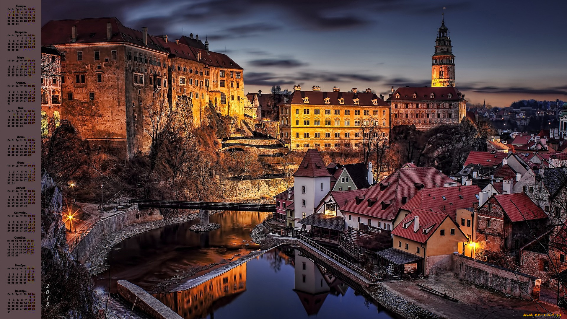 календари, города, водоем, 2018, мост, здание