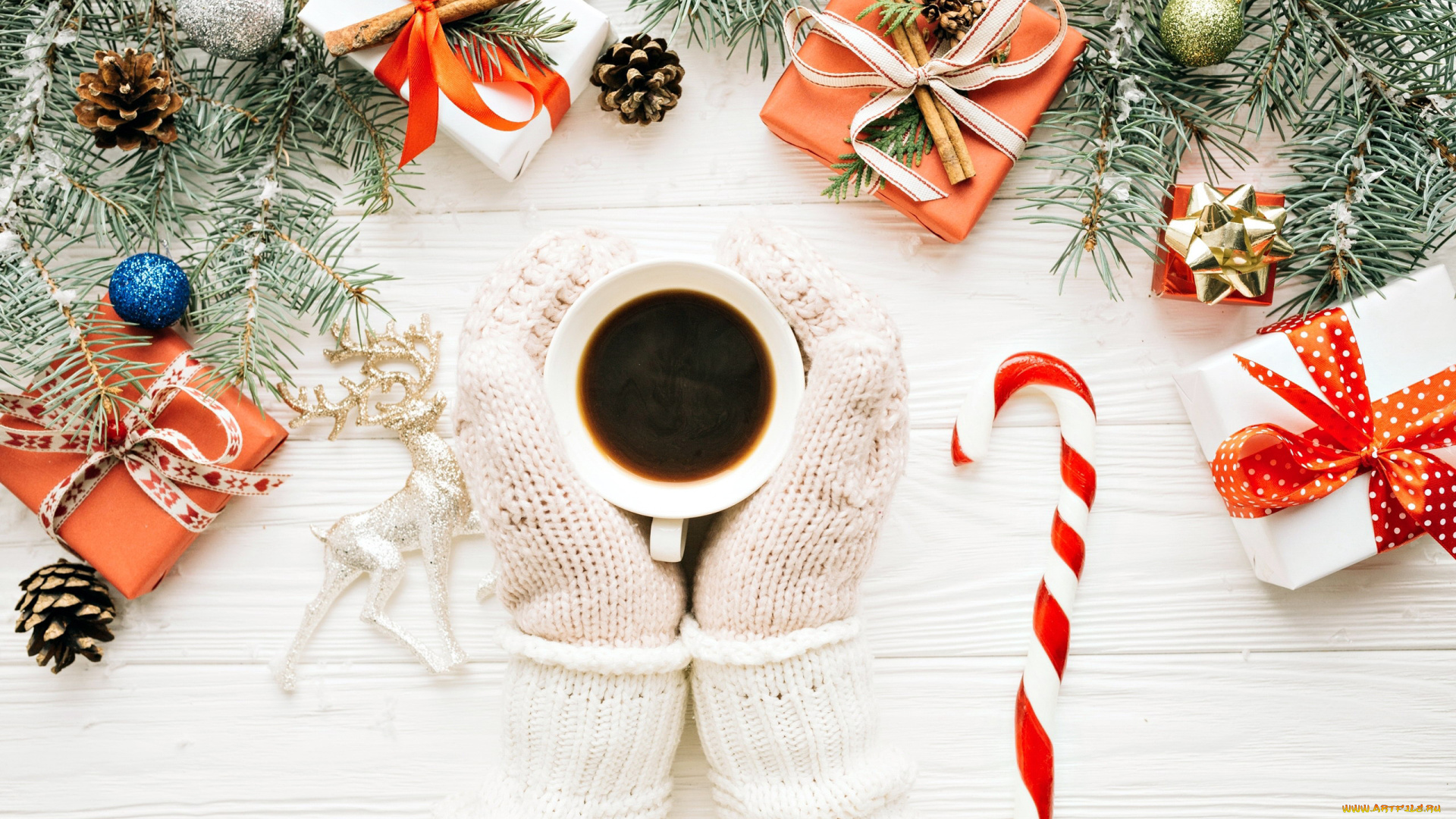 праздничные, -, разное, , новый, год, подарки, шишки, кофе