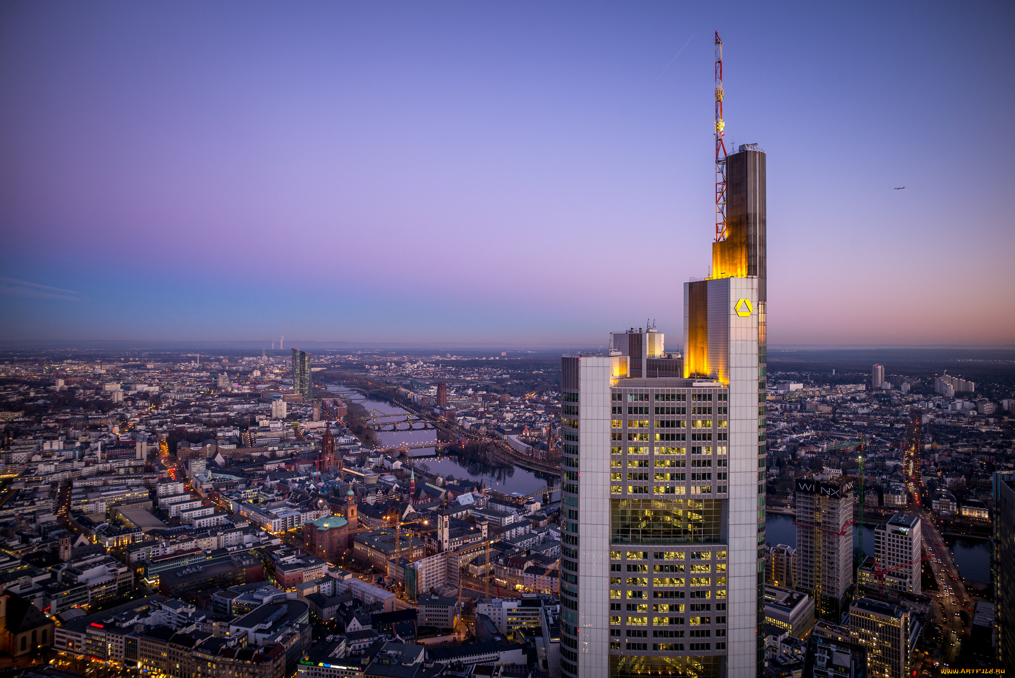 frankfurt, am, main, города, франкфурт-на-майне, , германия, небоскребы, панорама