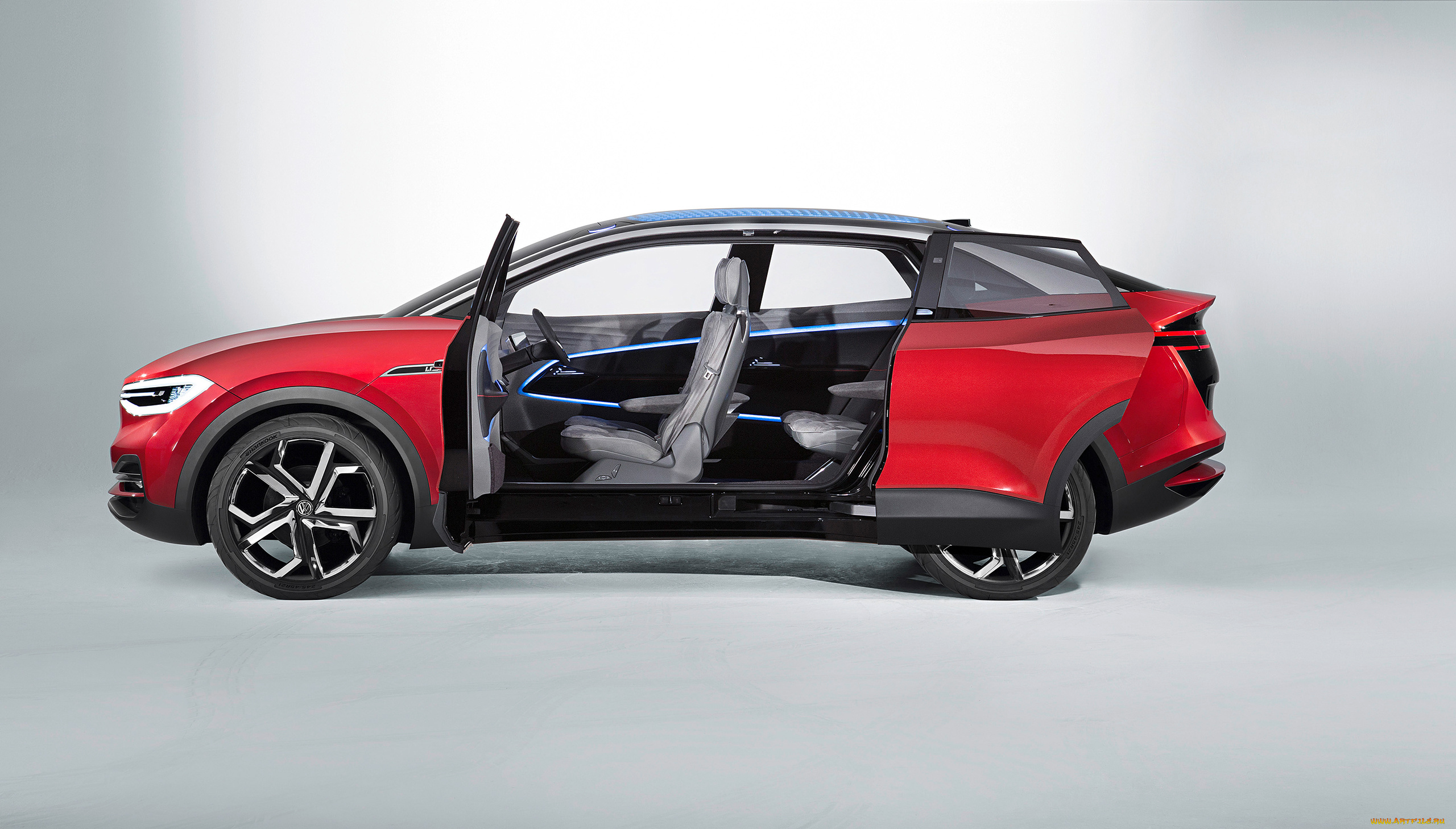 volkswagen, id, crozz, electric, crossover, concept, 2017, автомобили, volkswagen, красный, 2017, concept, electric, crossover, crozz, id