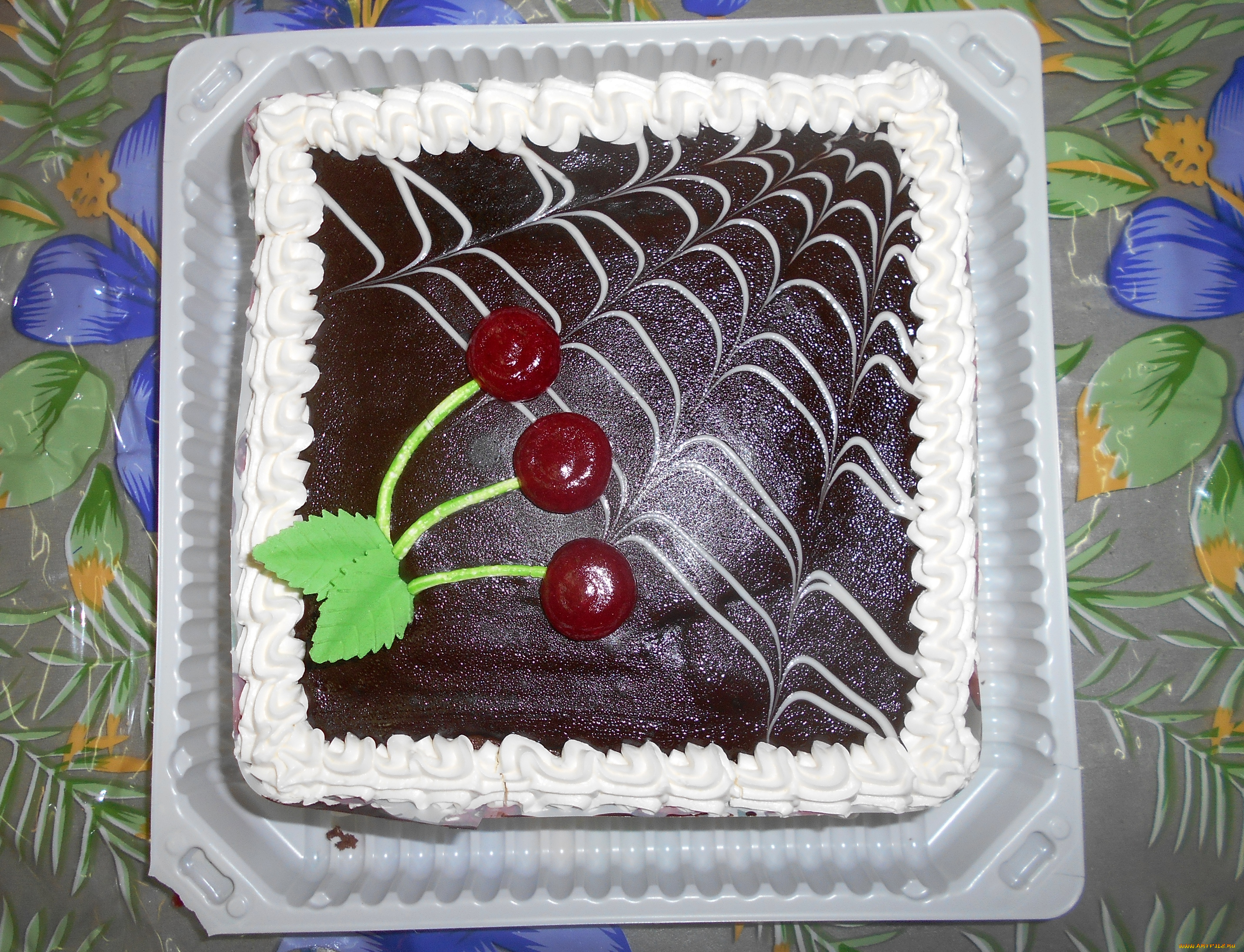 торт, с, вишней, еда, торты, торт