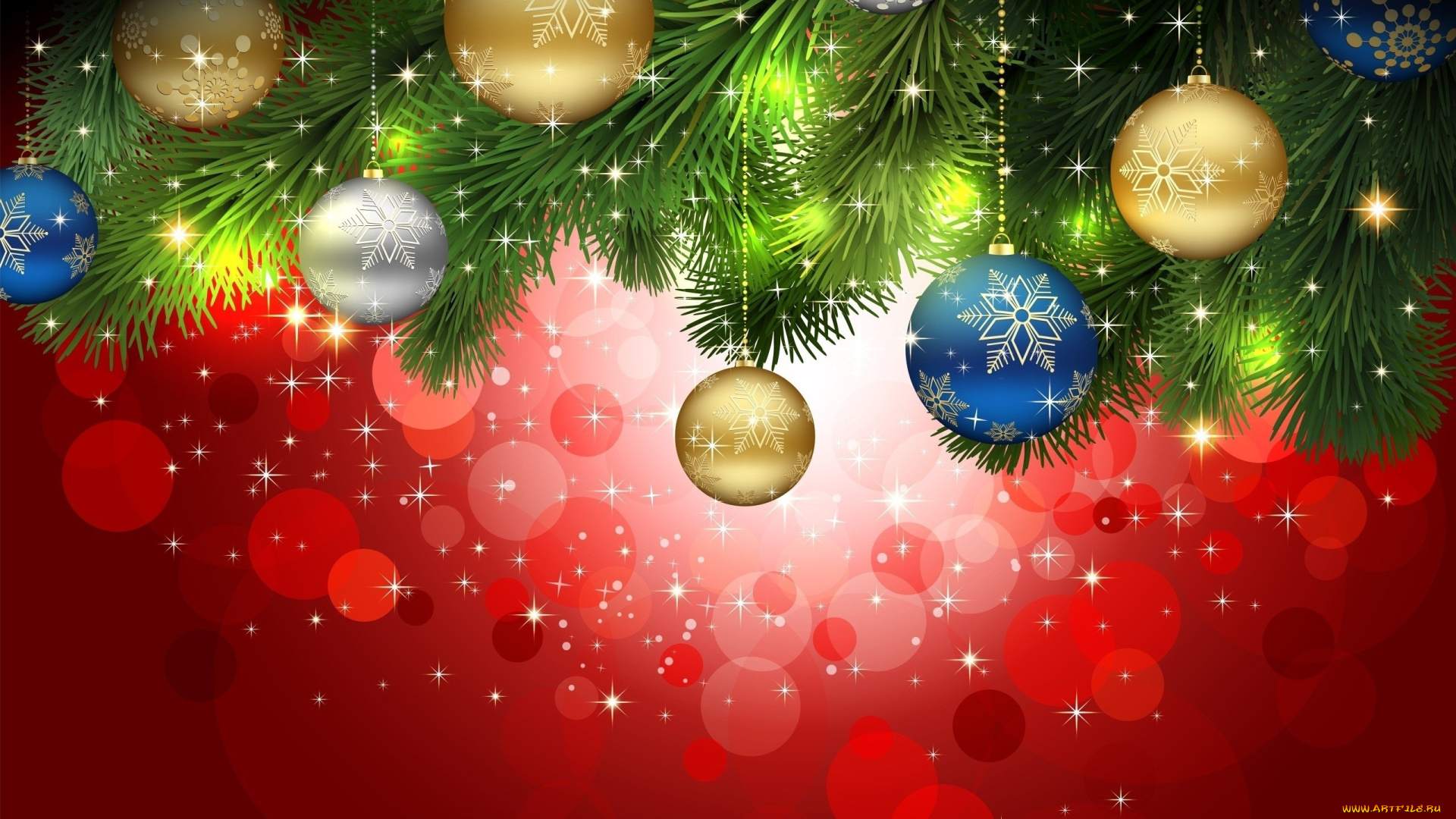 праздничные, векторная, графика, , новый, год, фон, шары, ветки