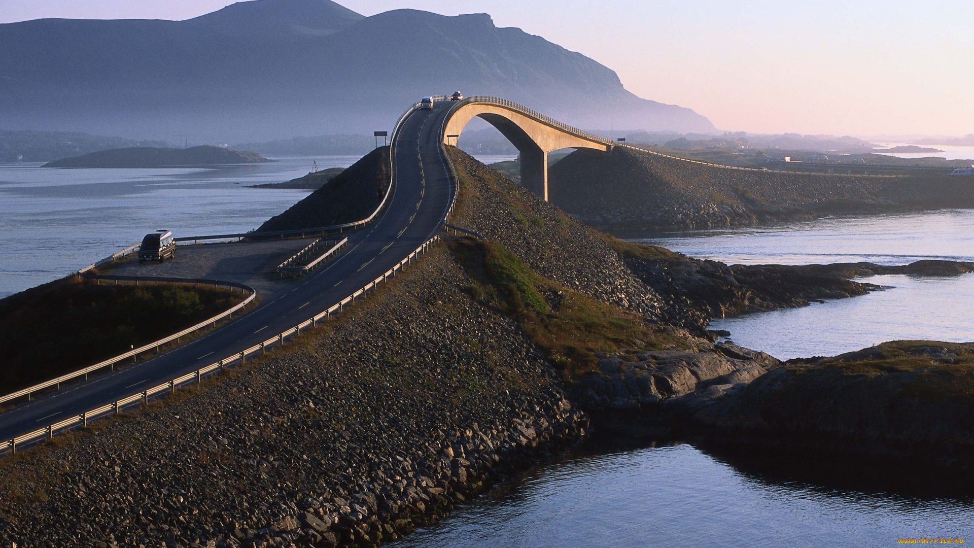 атлантическая, дорога, , норвегия, города, -, мосты, пейзаж, мост, дорога, норвегия, атлантическая