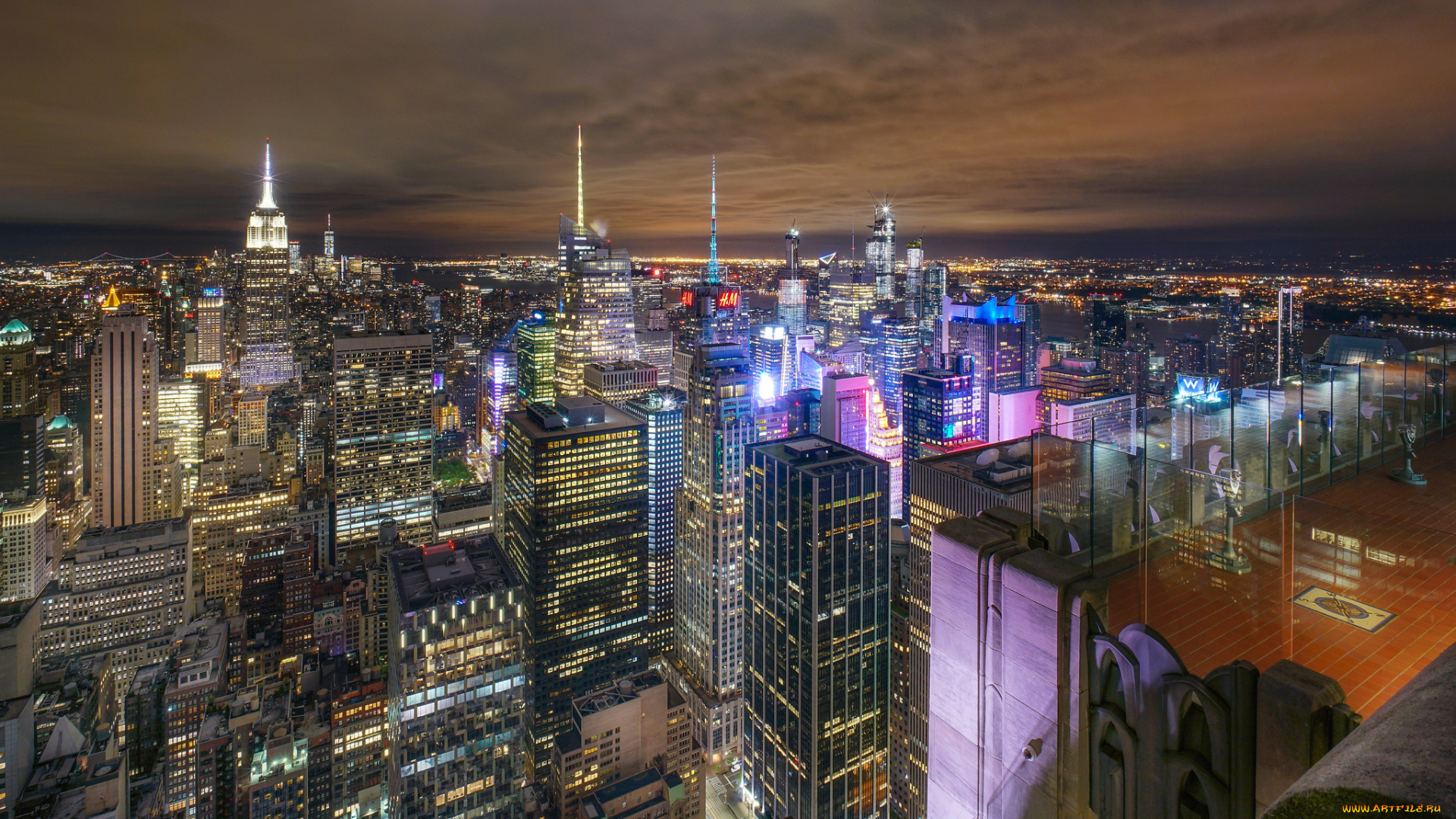 города, -, огни, ночного, города, простор