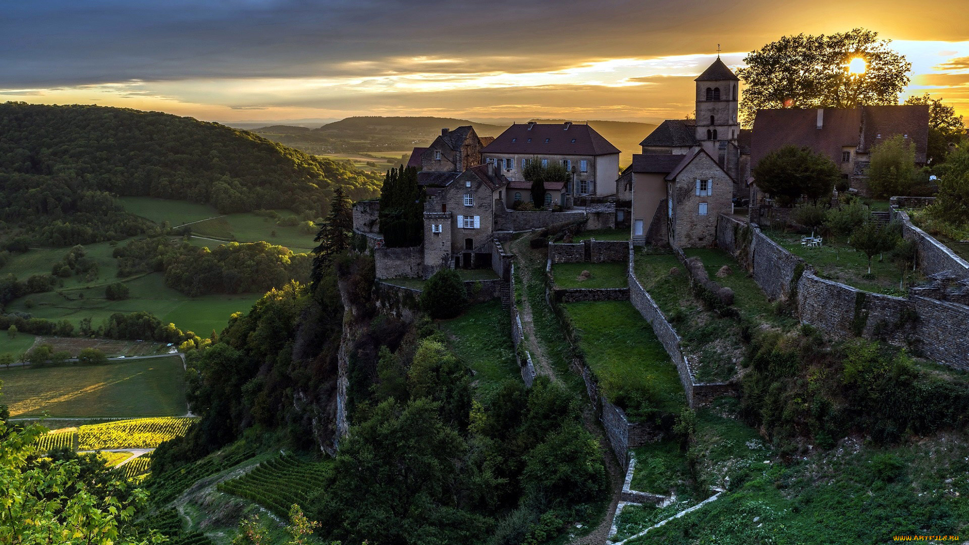 города, -, пейзажи, долина, дома, горы