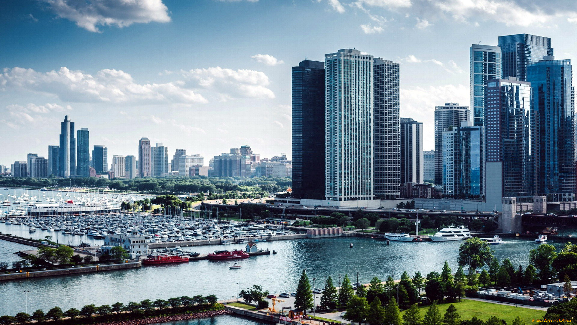 города, чикаго, , сша, панорама