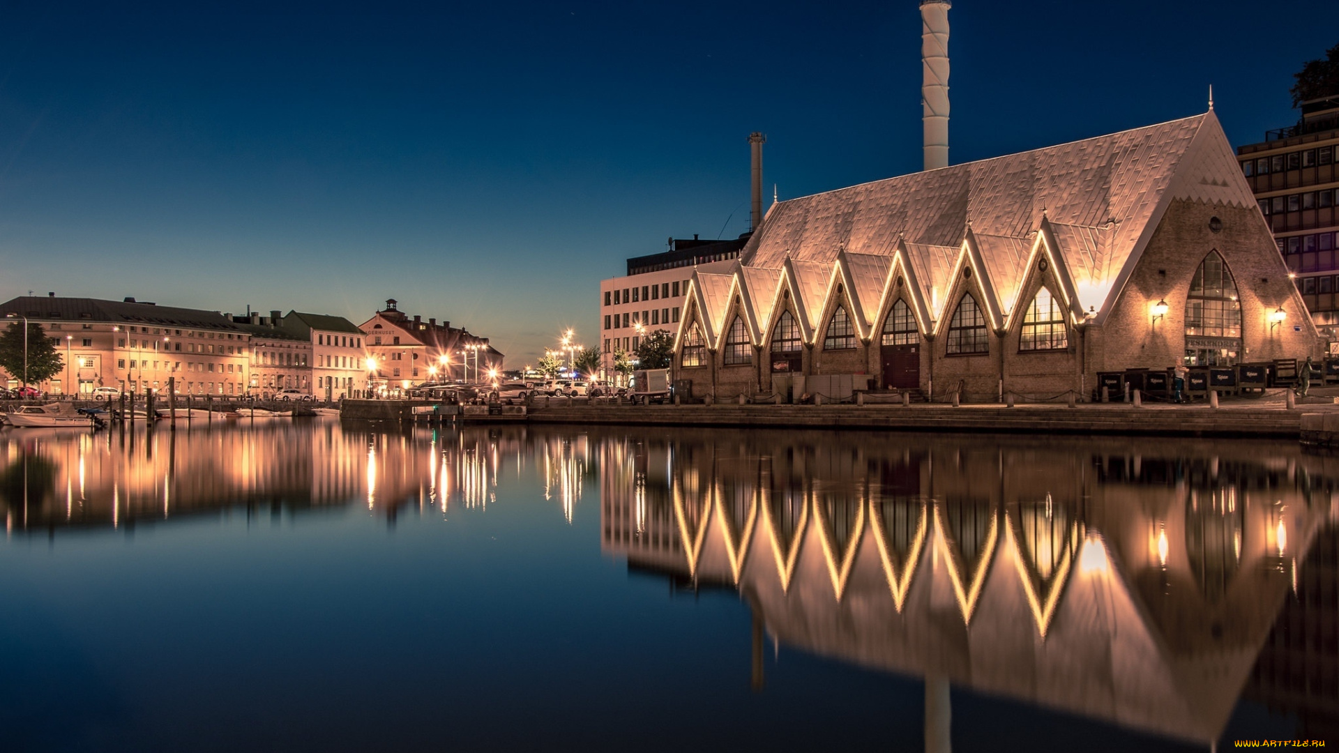 gothenburg, sweden, города, -, огни, ночного, города