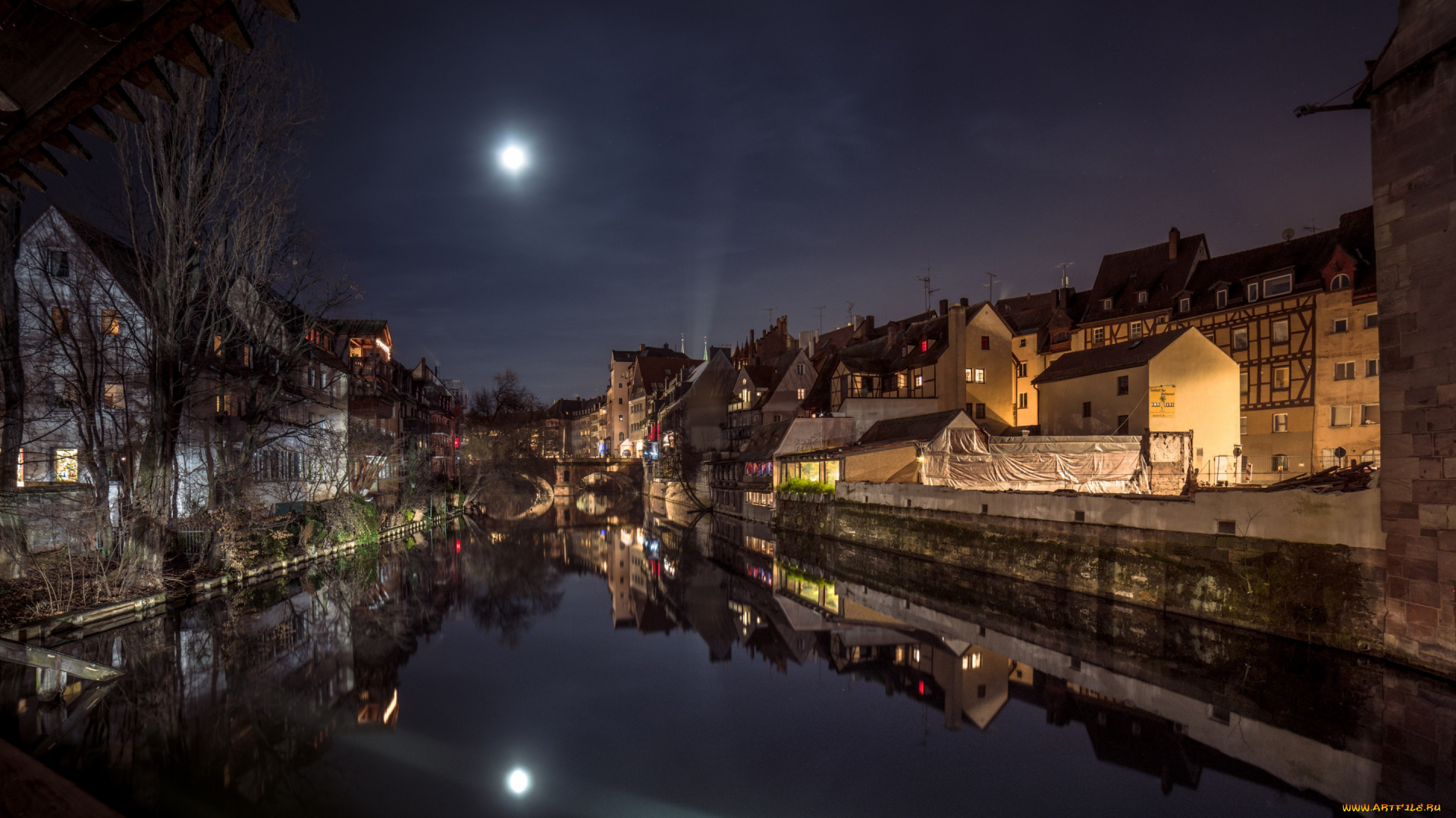 nuremberg, bavaria, germany, города, -, огни, ночного, города
