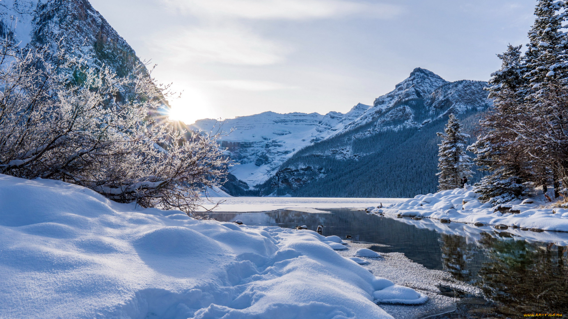 природа, зима, сугробы, снег