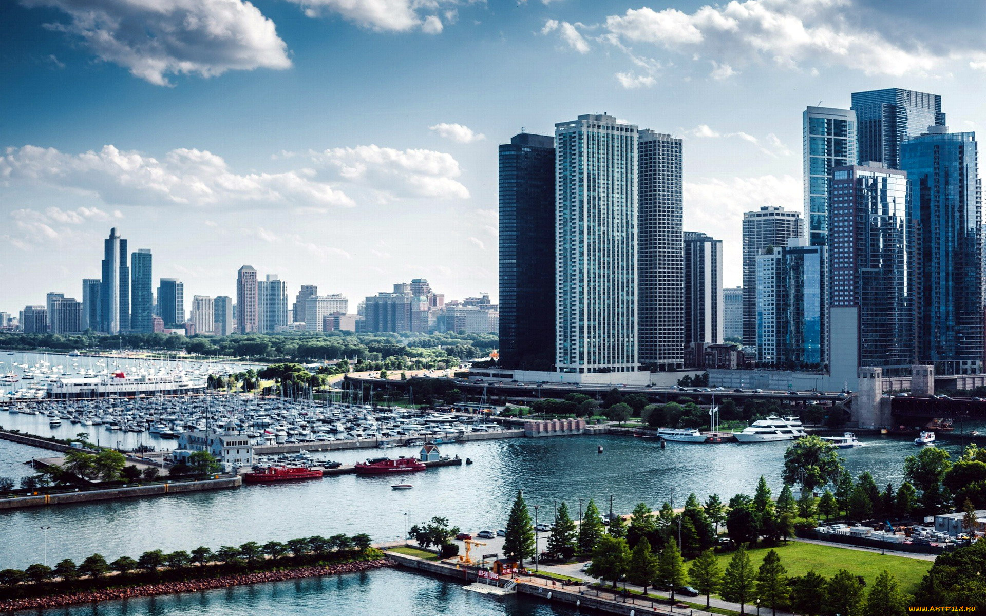 города, чикаго, , сша, панорама