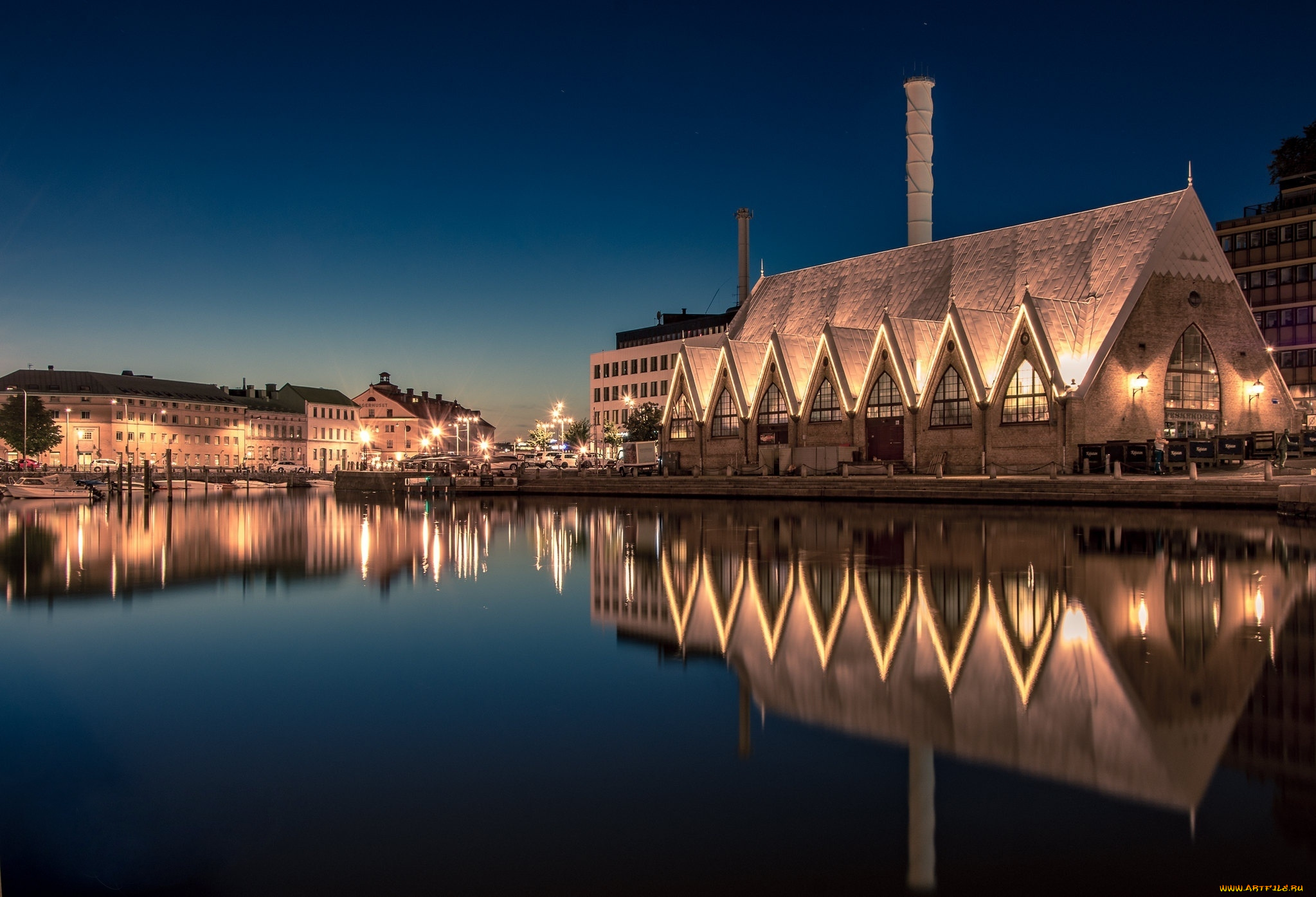 gothenburg, sweden, города, -, огни, ночного, города