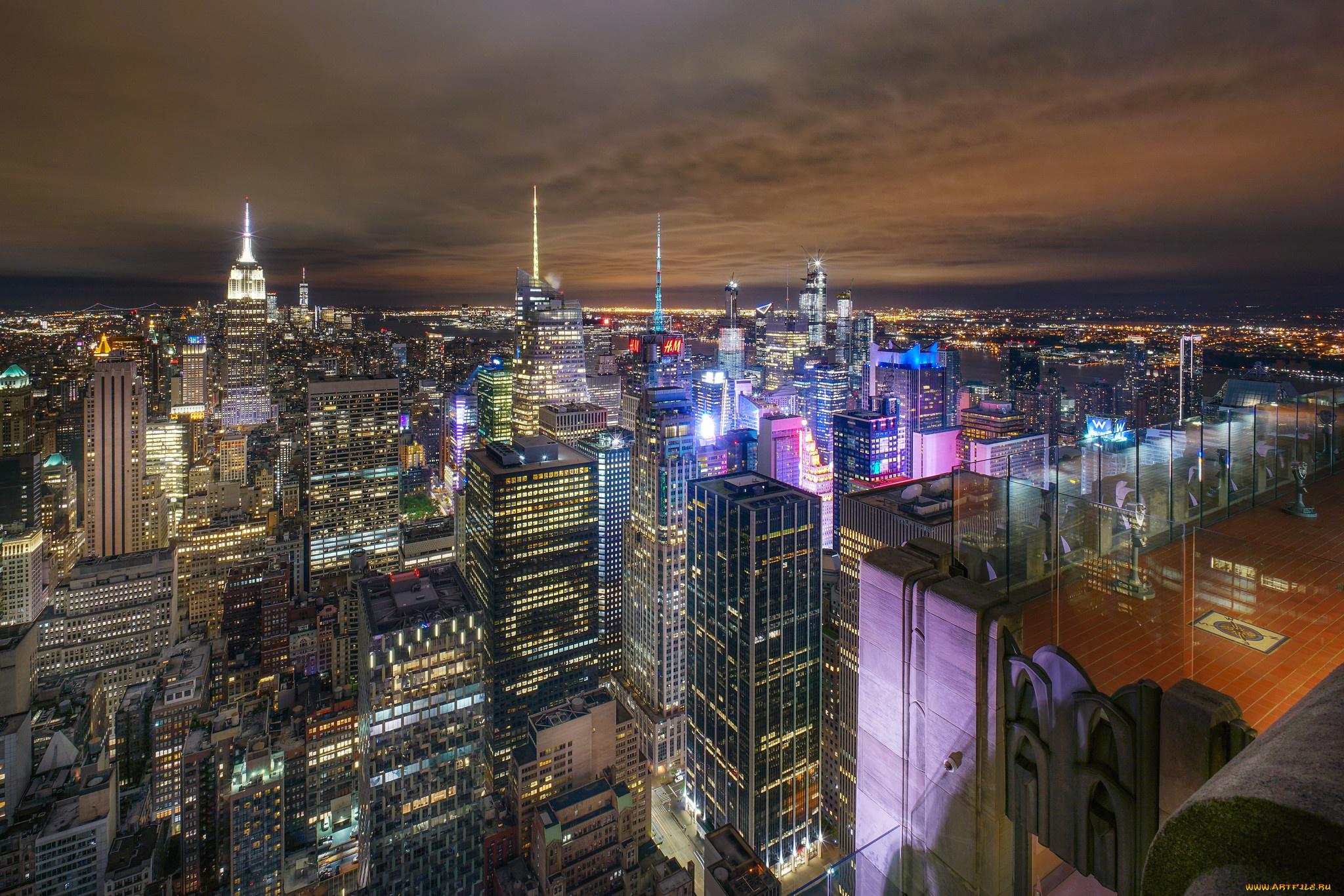 города, -, огни, ночного, города, простор