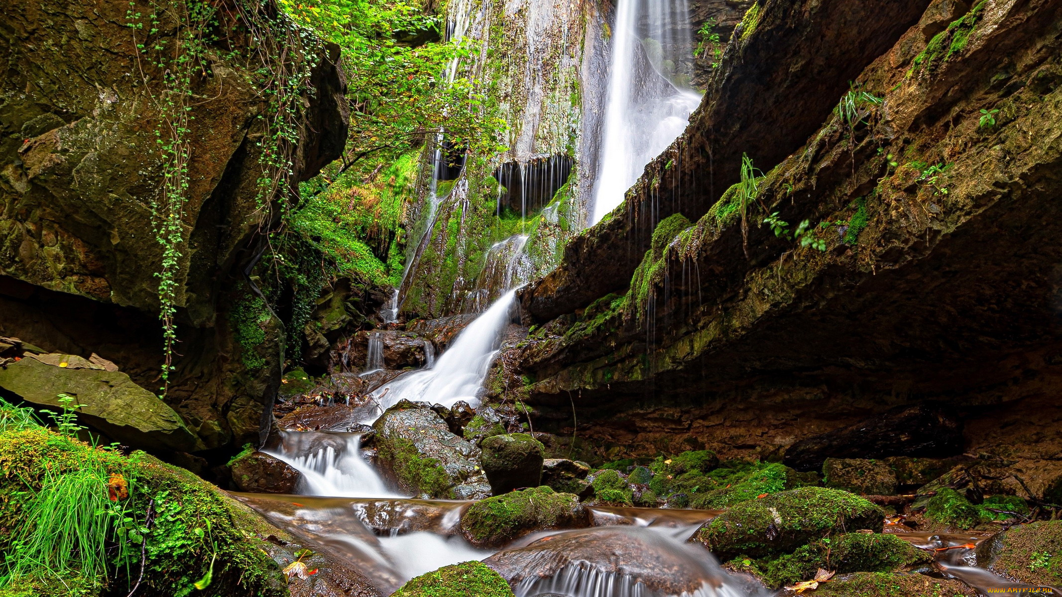 природа, водопады, вода, водопад, поток