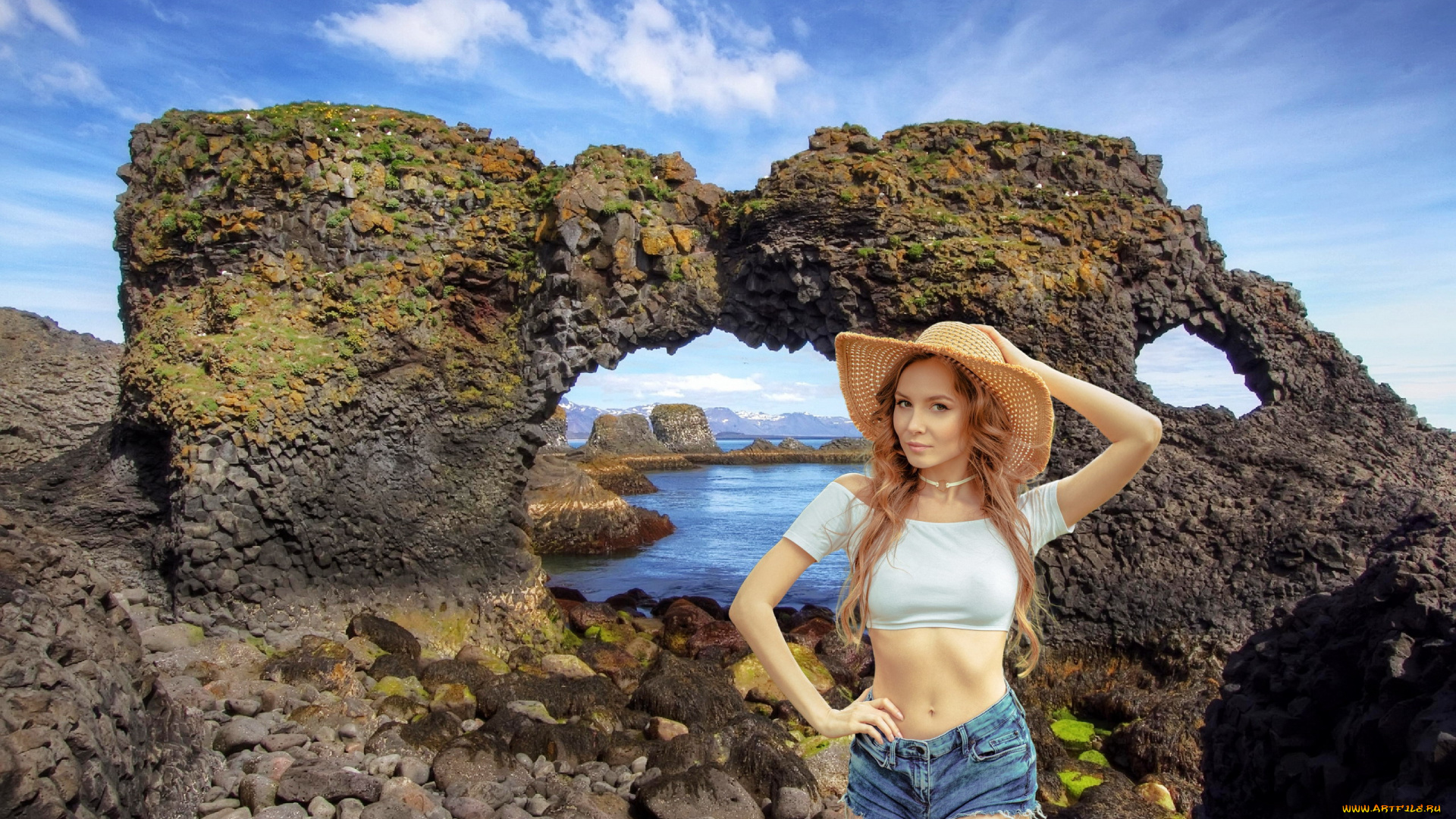 девушки, катерина, крестинина, , катя, халперт, скалы, море, шляпа, шорты