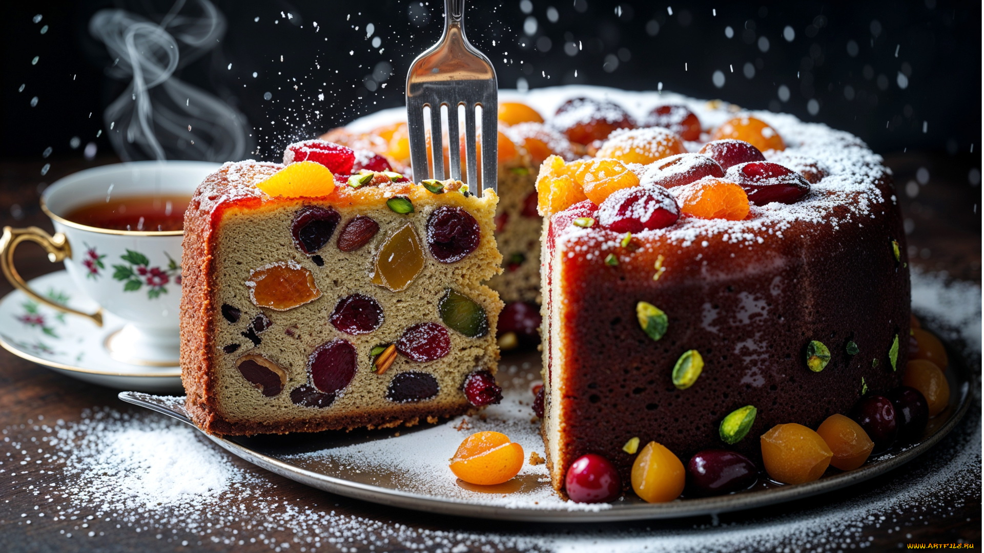 3д, графика, праздники, , holidays, чай, рождественский, кекс