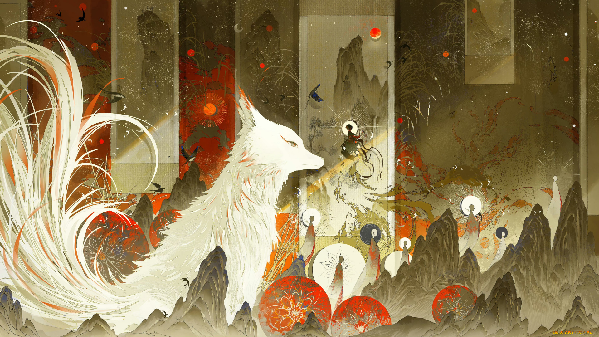 аниме, животные, , существа, лиса