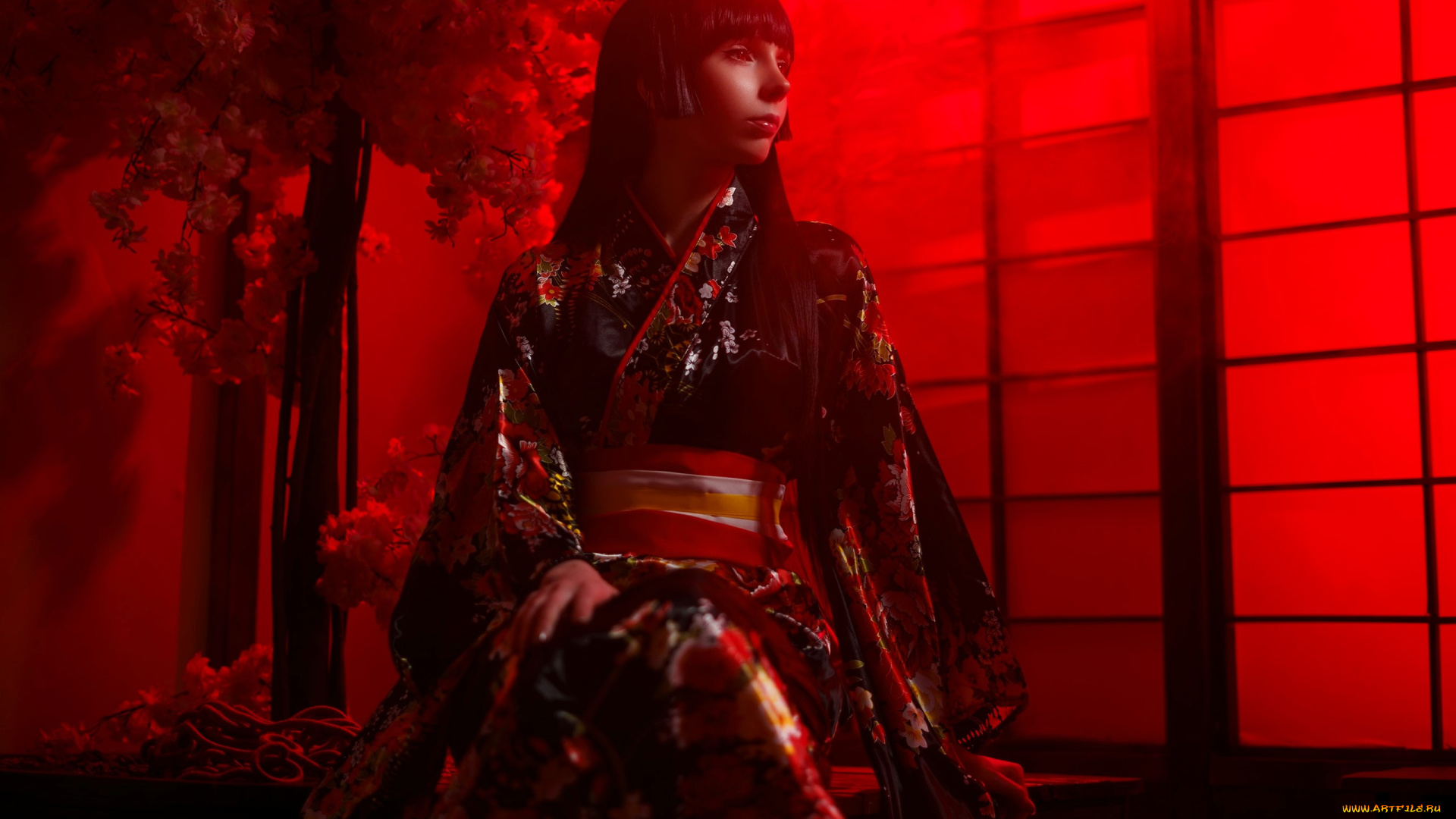 девушки, victoria, lirell, образ, косплей, наряд, костюм, кимоно, дерево, карсный