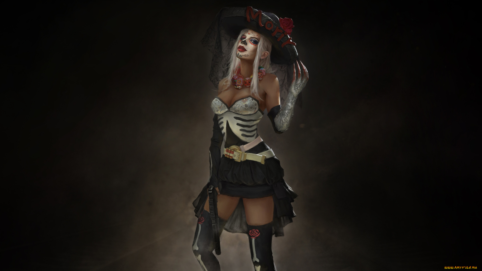 рисованное, люди, девушка