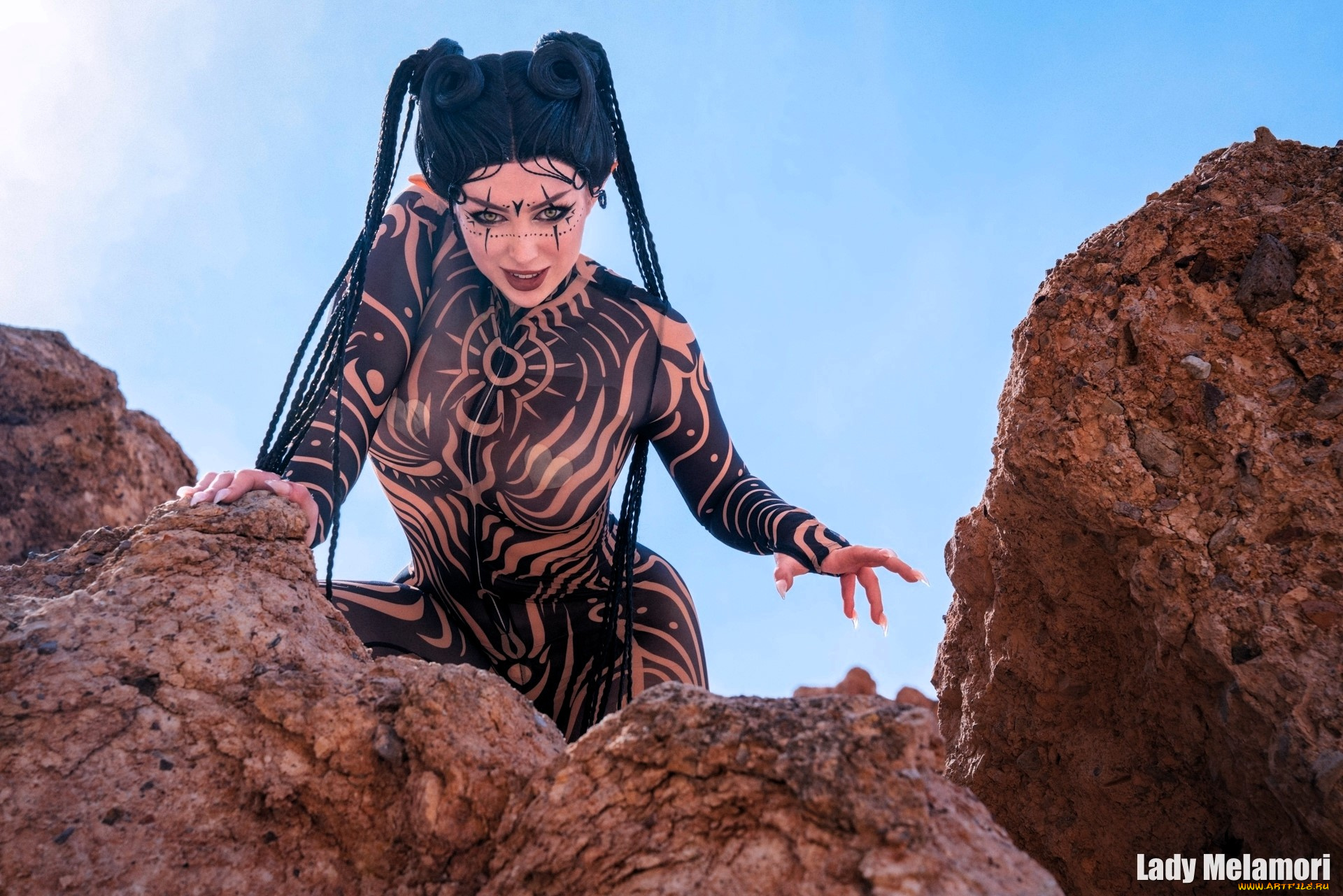 девушки, мария, давыдова, , lady, melamori, образ, косплей, наряд, костюм, полоски, скалы