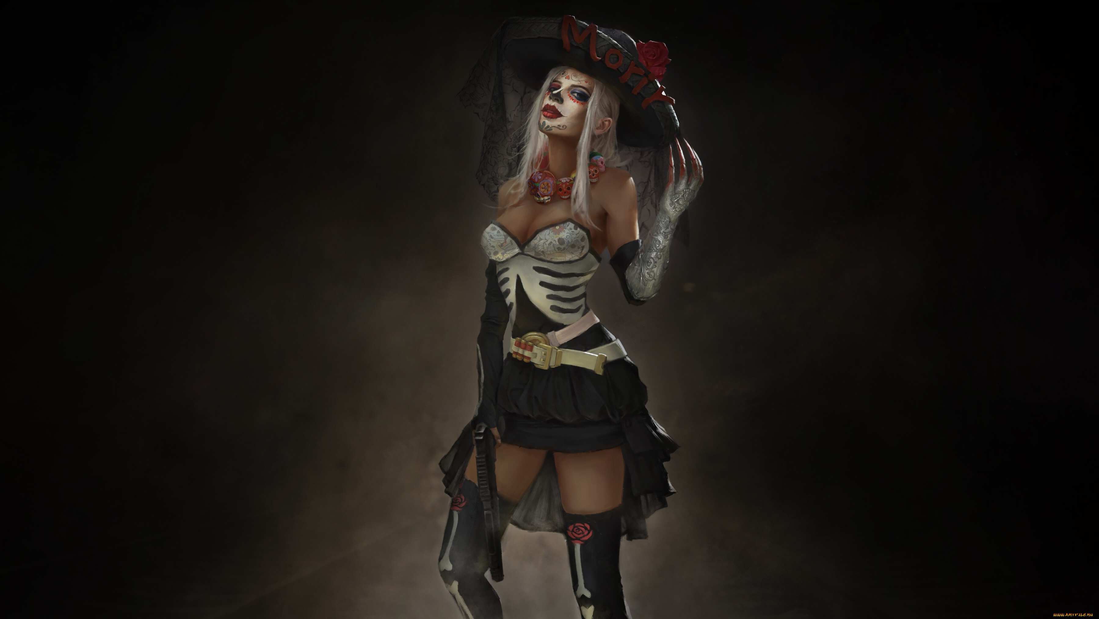 рисованное, люди, девушка